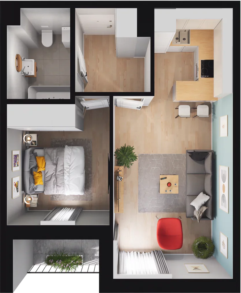 2 pokoje, mieszkanie 41,91 m², piętro 1, oferta nr B.10, Nowa Namiarkowa, Będzin, ul. Namiarkowa 15D