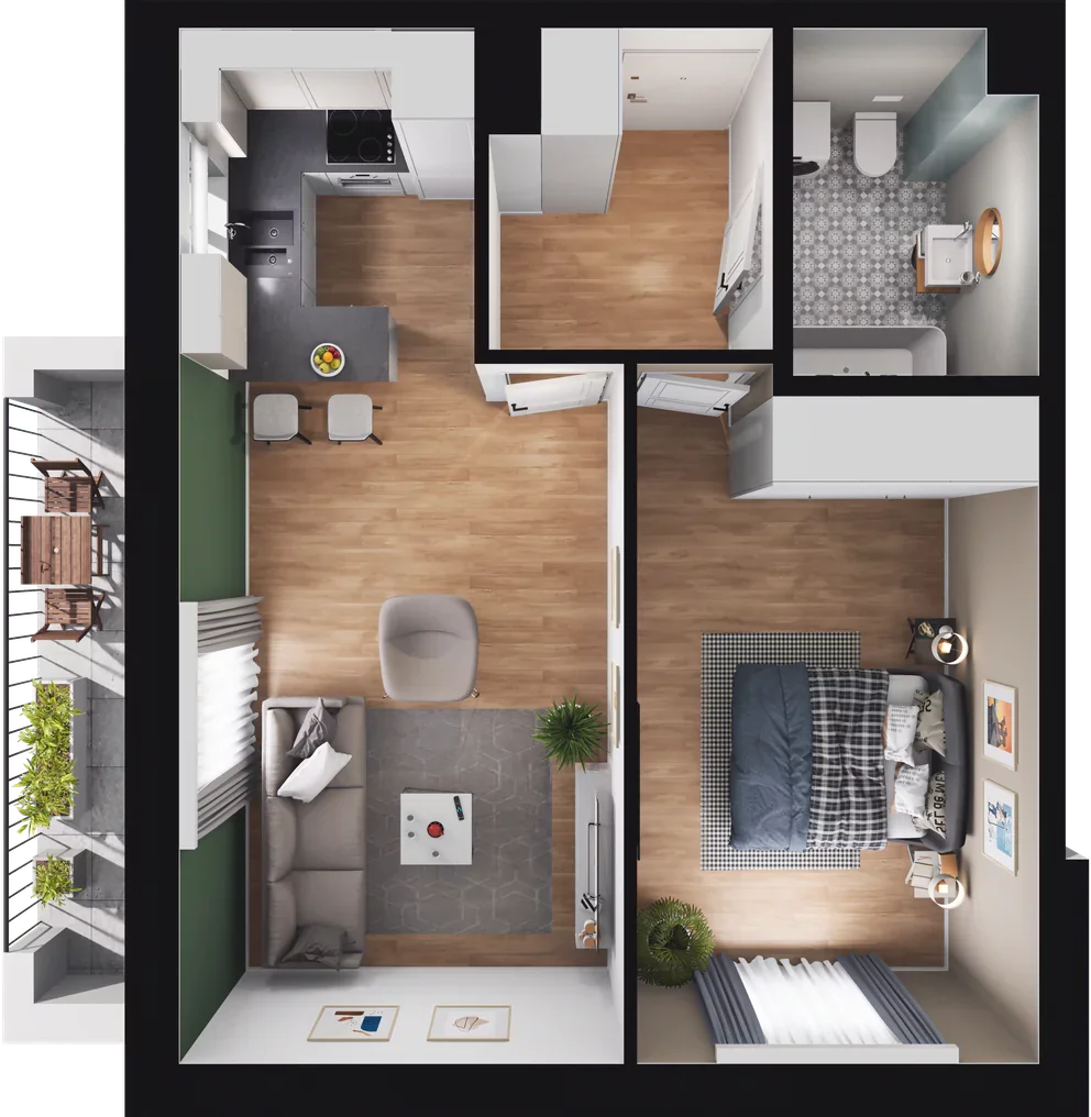 2 pokoje, mieszkanie 45,94 m², piętro 1, oferta nr B.11, Nowa Namiarkowa, Będzin, ul. Namiarkowa 15D