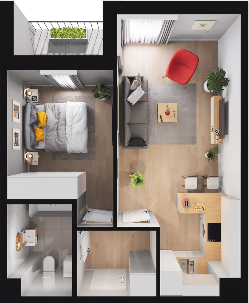 2 pokoje, mieszkanie 42,10 m², piętro 1, oferta nr B.13, Nowa Namiarkowa, Będzin, ul. Namiarkowa 15D