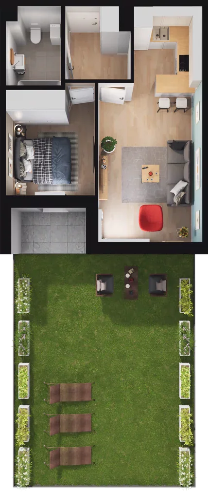 2 pokoje, mieszkanie 41,91 m², parter, oferta nr B.03, Nowa Namiarkowa, Będzin, ul. Namiarkowa 15D