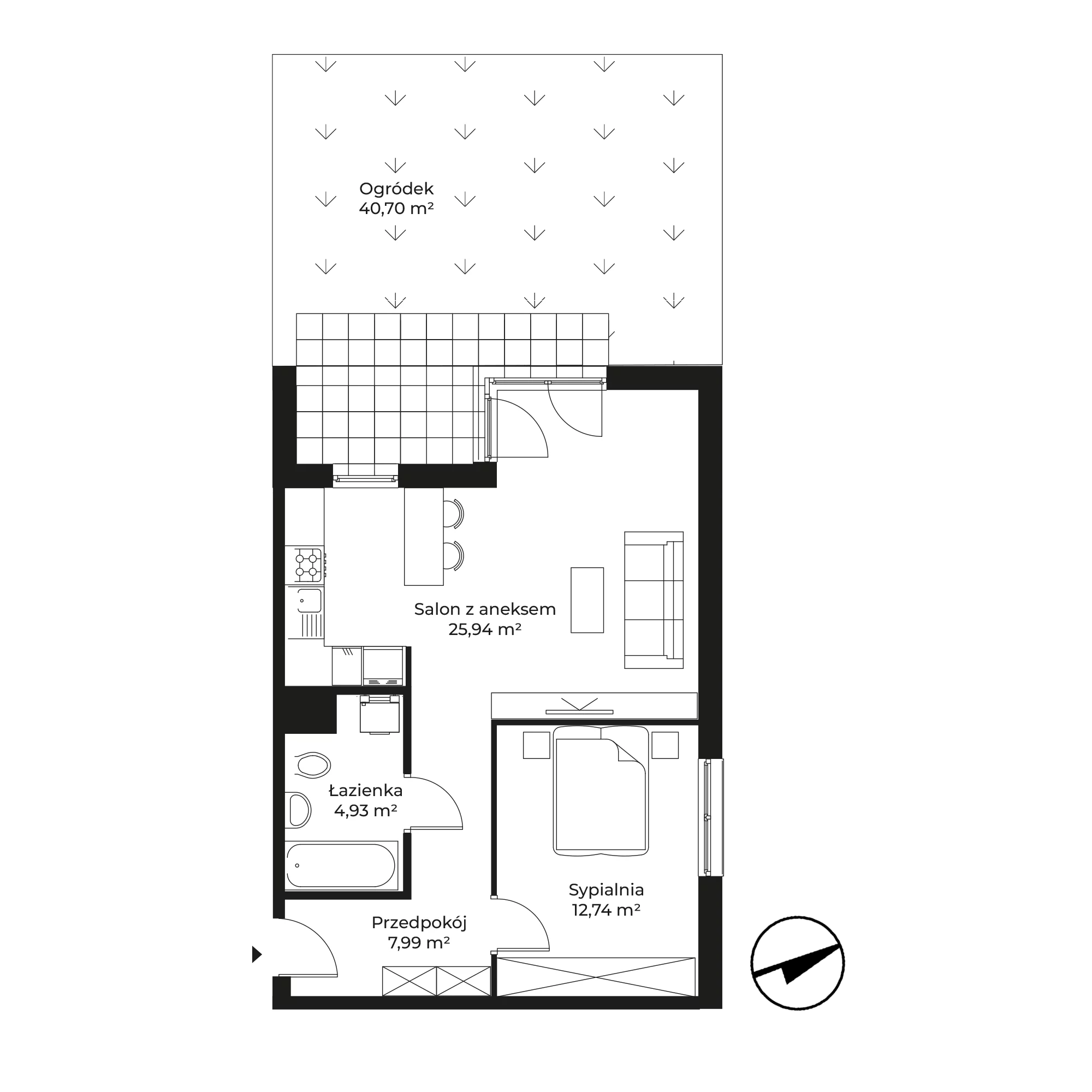 Mieszkanie 51,60 m², parter, oferta nr A.01, Nowa Namiarkowa, Będzin, ul. Namiarkowa 15D