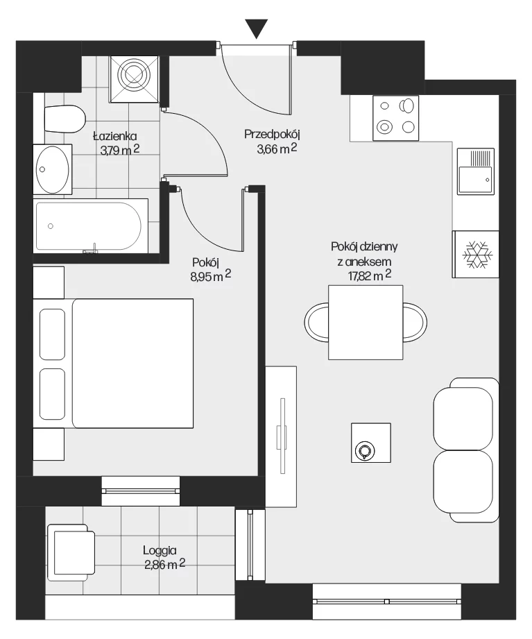 2 pokoje, mieszkanie 34,22 m², piętro 1, oferta nr mieszkanie G1-5, Piasta Park VI, Kraków, Mistrzejowice, Osiedle Piastów, Osiedle Piastów 63