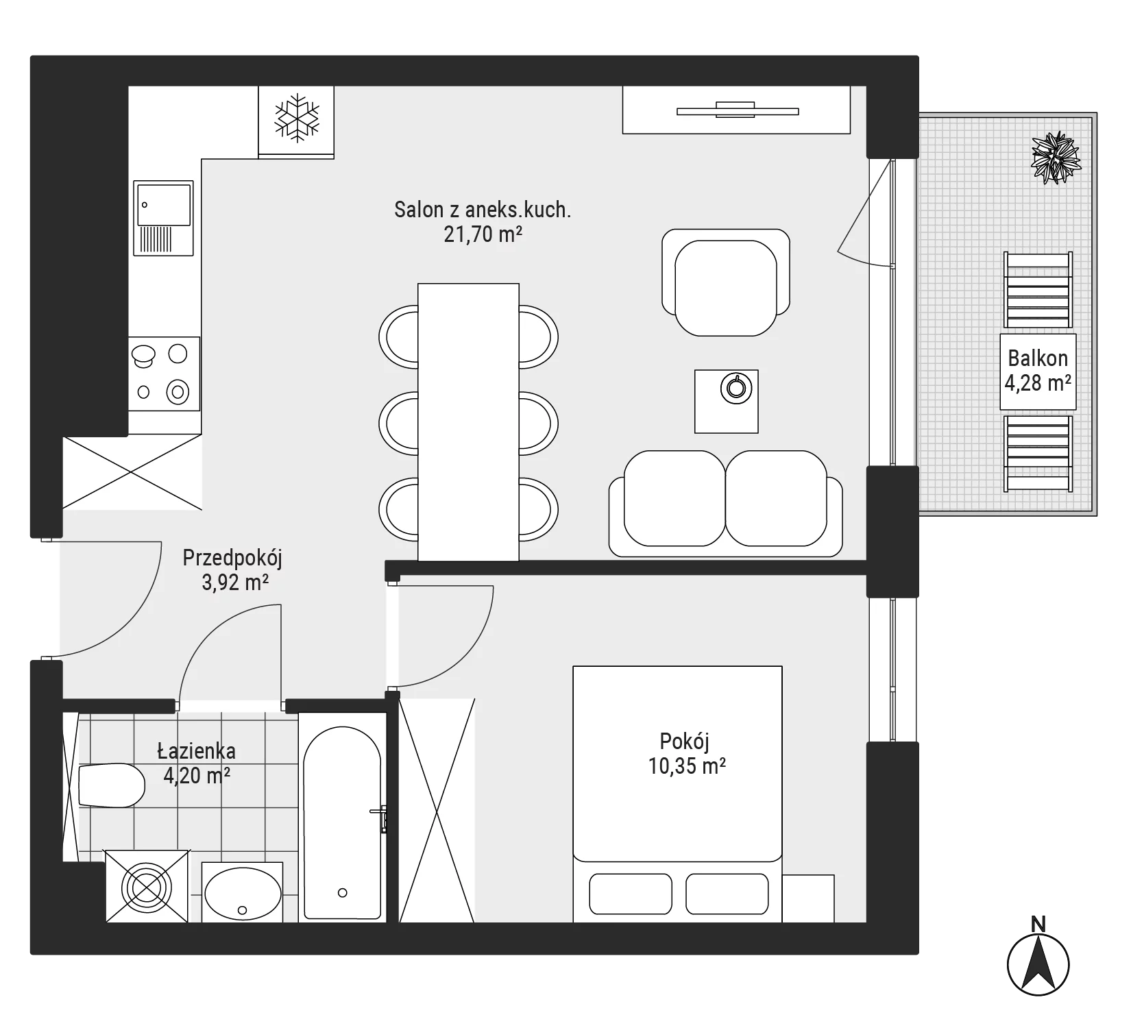 Mieszkanie 40,17 m², piętro 3, oferta nr F1-21, Na Koszutce II, Katowice, Śródmieście, Koszutka, ul. Słoneczna 1