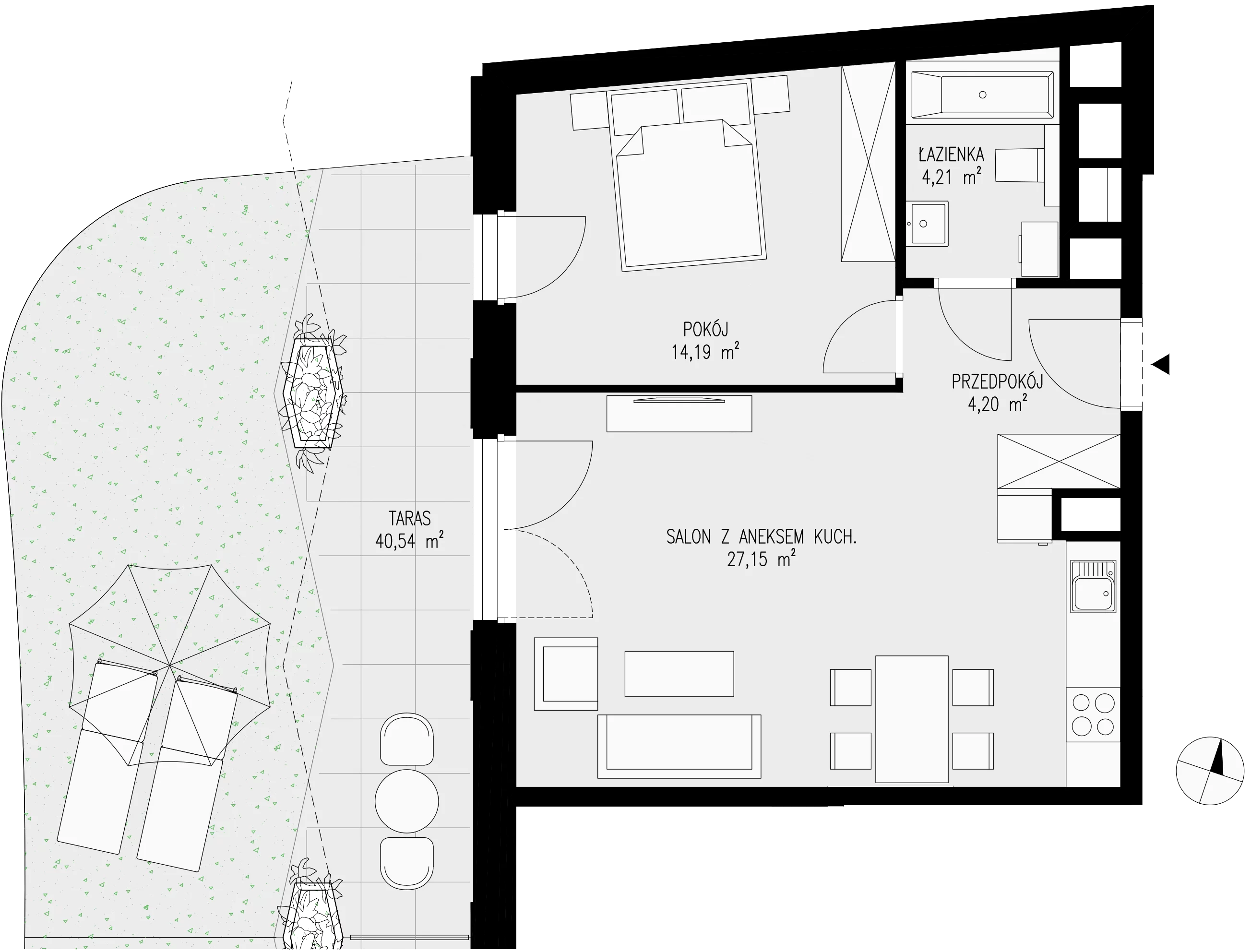 Mieszkanie 49,75 m², parter, oferta nr 1, Semiramis, Katowice, Dąbrówka Mała, ul. Wiertnicza