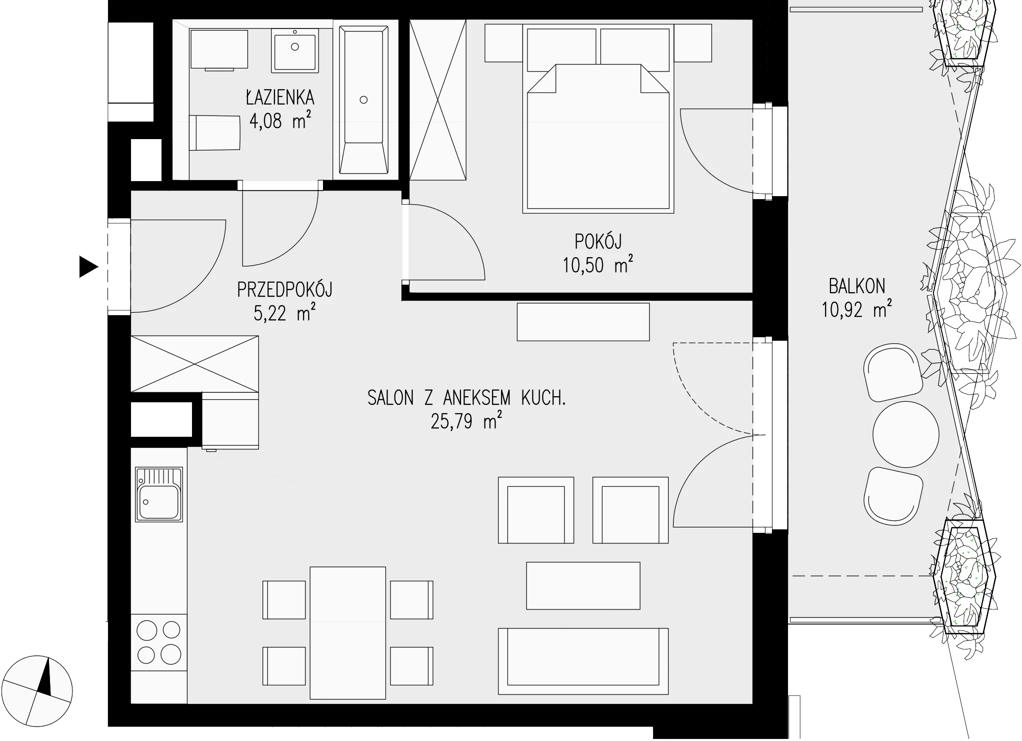 Mieszkanie 45,59 m², piętro 6, oferta nr 105, Semiramis, Katowice, Dąbrówka Mała, ul. Wiertnicza