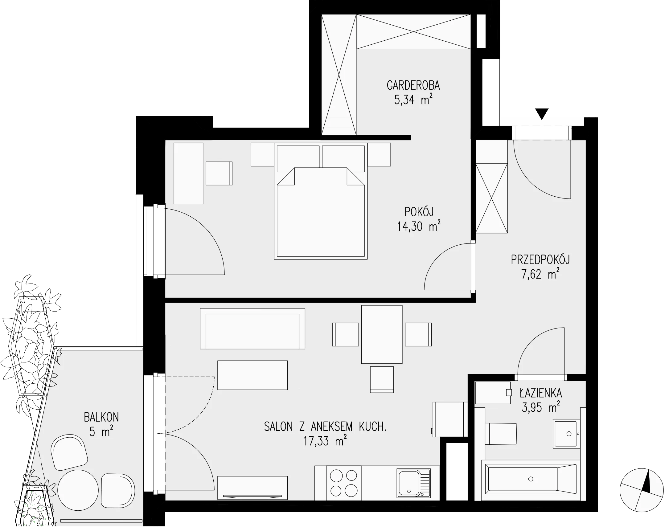 Mieszkanie 48,54 m², piętro 7, oferta nr 119, Semiramis, Katowice, Dąbrówka Mała, ul. Wiertnicza