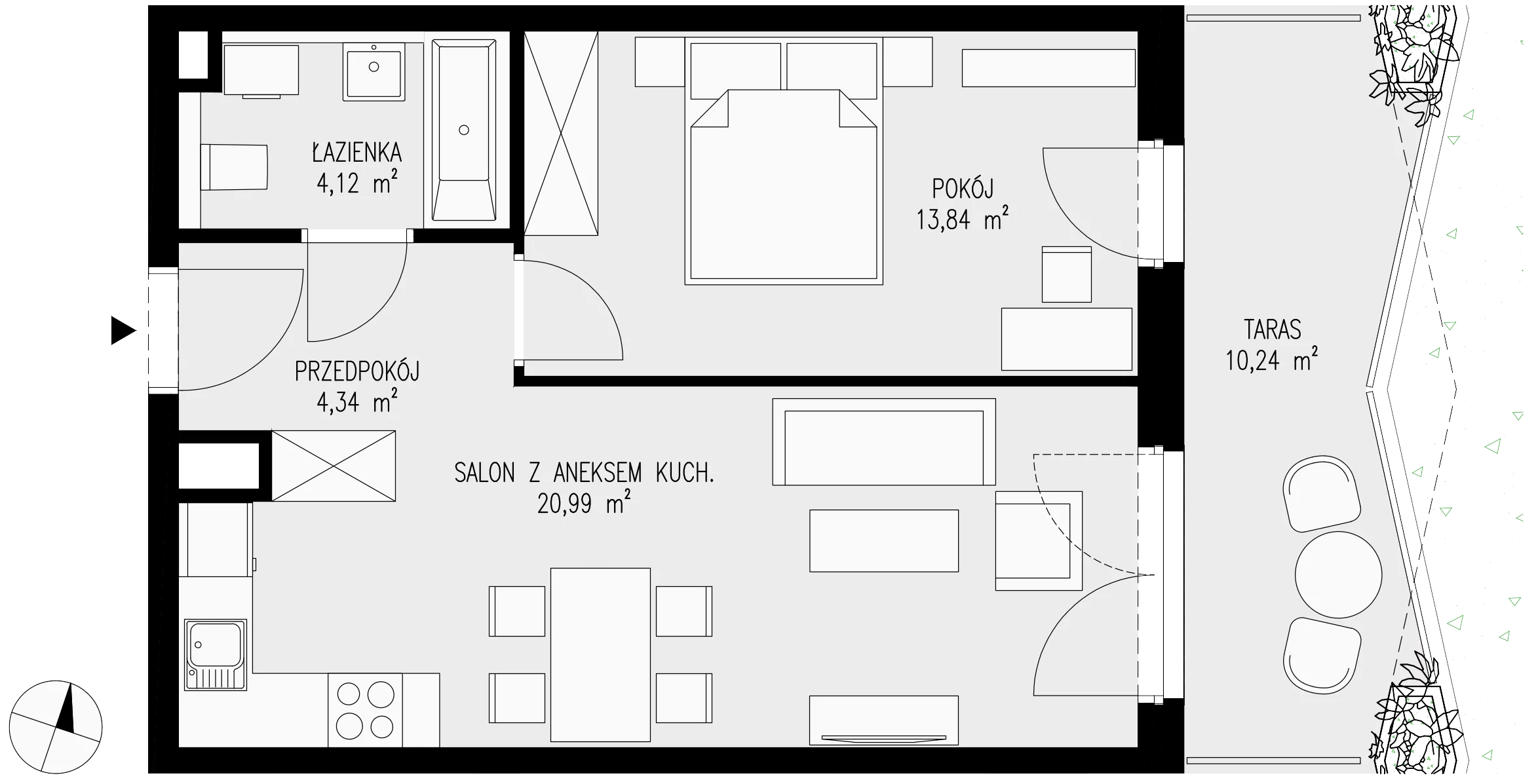 Mieszkanie 43,29 m², piętro 1, oferta nr 13, Semiramis, Katowice, Dąbrówka Mała, ul. Wiertnicza