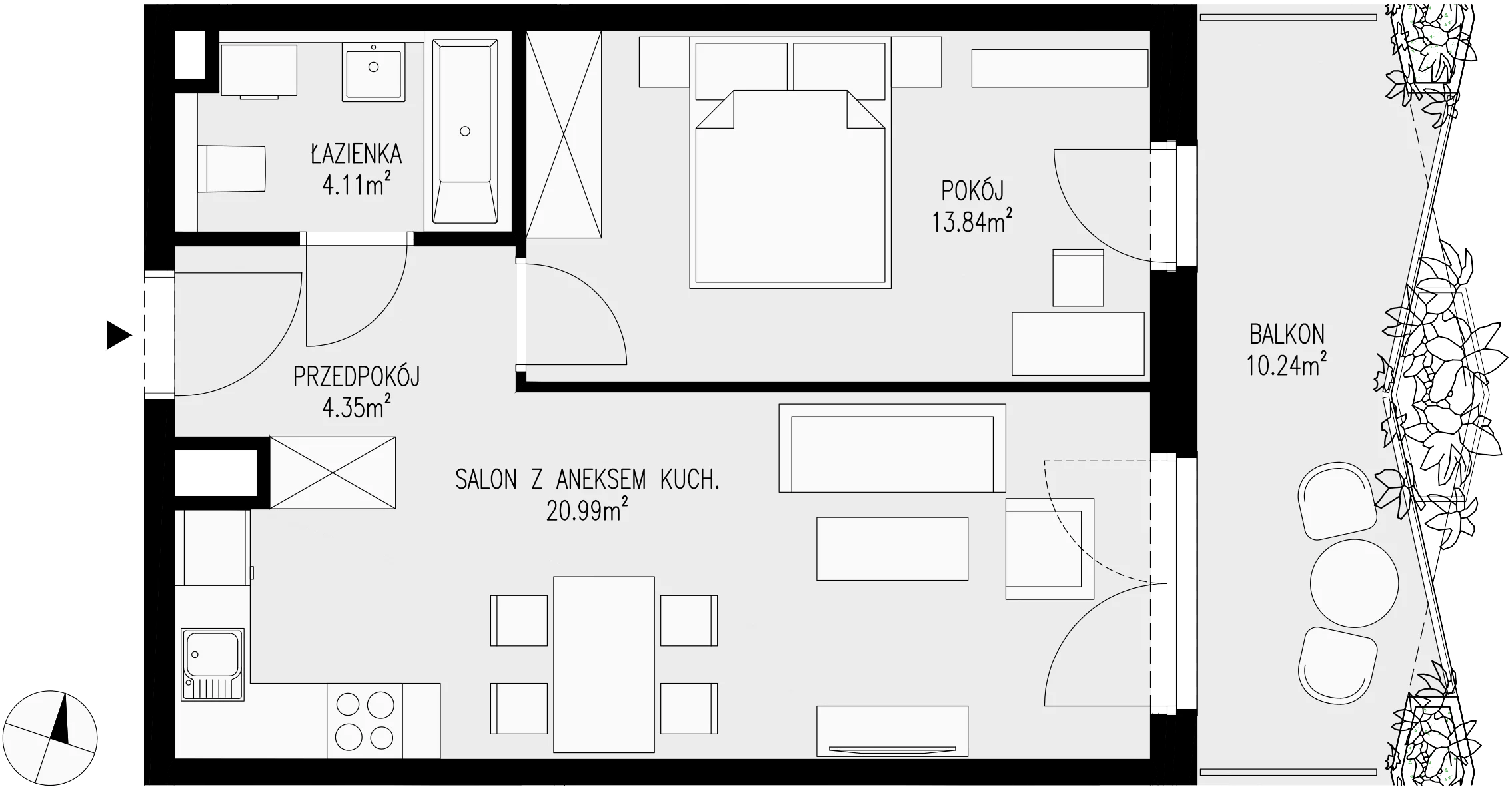 Mieszkanie 43,29 m², piętro 3, oferta nr 49, Semiramis, Katowice, Dąbrówka Mała, ul. Wiertnicza