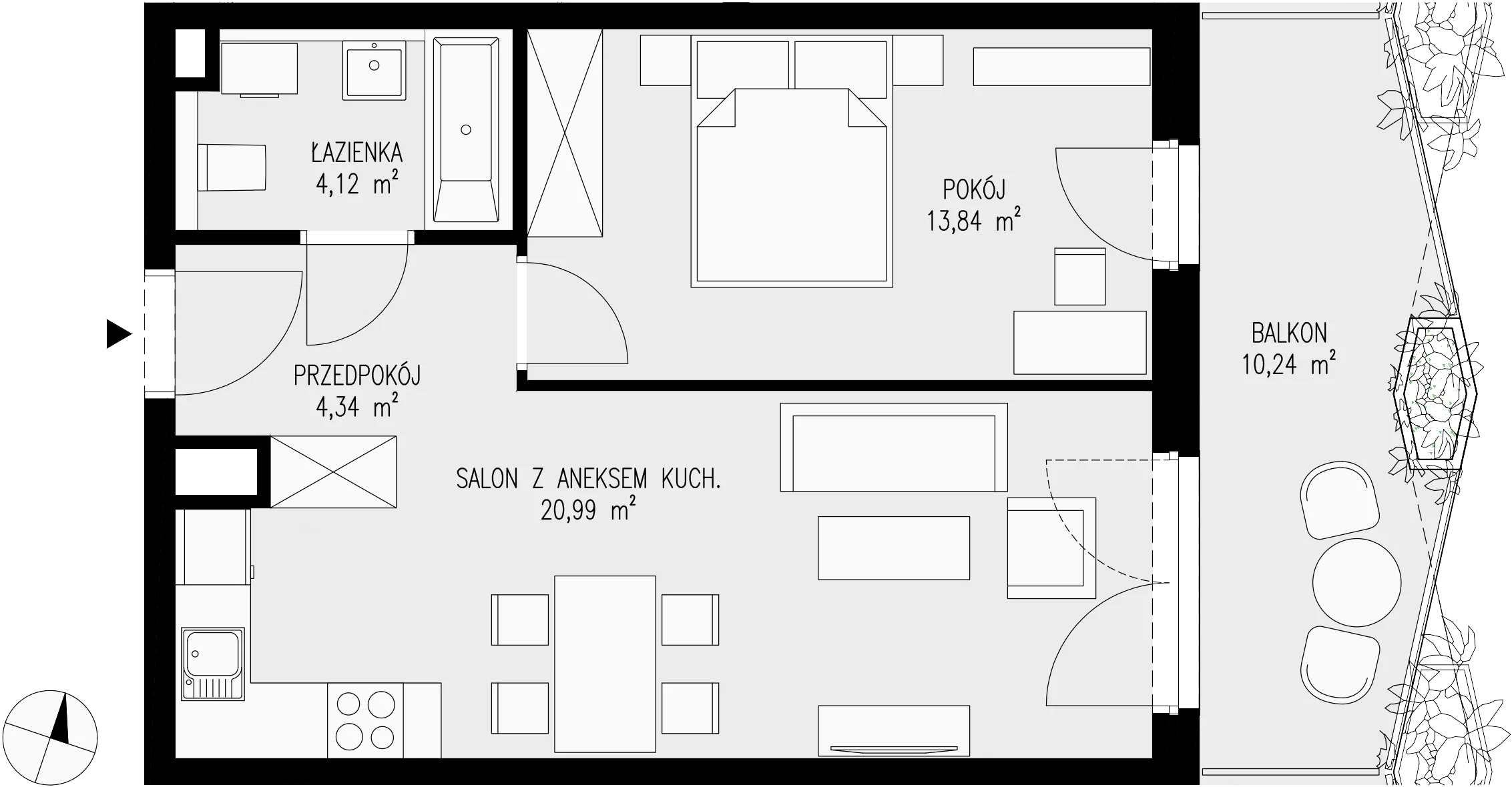 Mieszkanie 43,29 m², piętro 4, oferta nr 67, Semiramis, Katowice, Dąbrówka Mała, ul. Wiertnicza