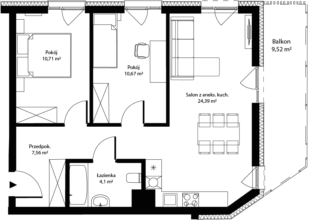 3 pokoje, mieszkanie 57,43 m², piętro 4, oferta nr mieszkanie 27, Bytkowska 4.0, Katowice, Wełnowiec-Józefowiec, ul. Bytkowska