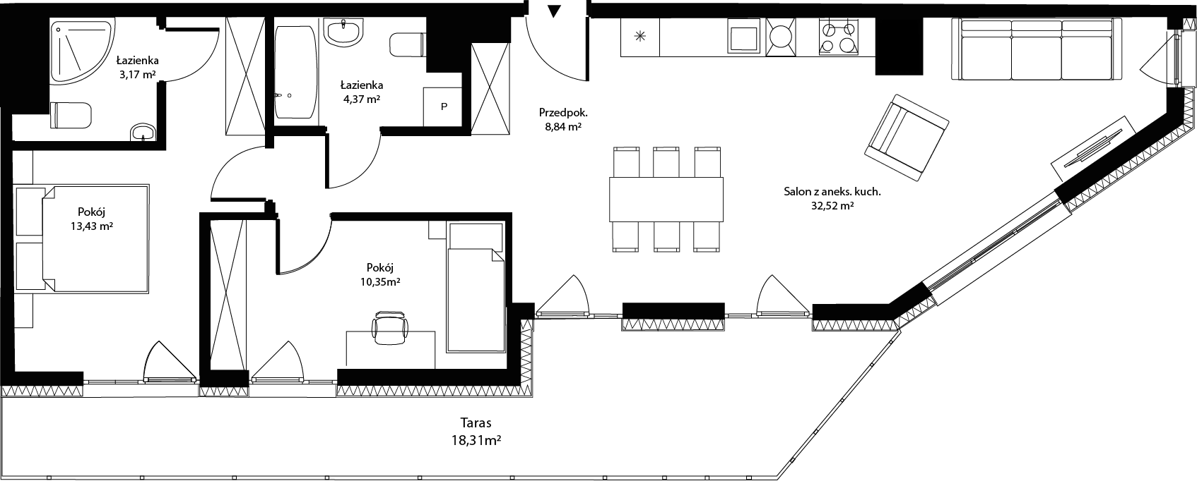 3 pokoje, mieszkanie 72,68 m², piętro 6, oferta nr mieszkanie 35, Bytkowska 4.0, Katowice, Wełnowiec-Józefowiec, ul. Bytkowska