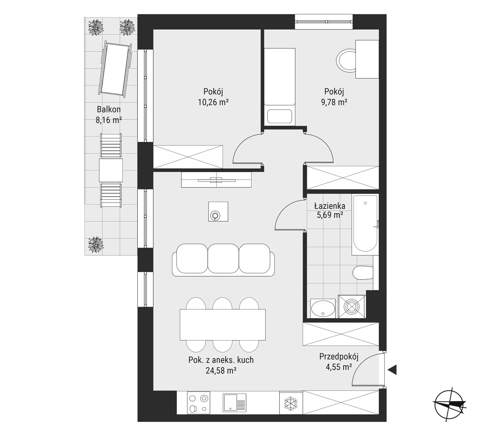 Mieszkanie 54,86 m², piętro 1, oferta nr mieszkanie 13, Bytkowska 3.0, Katowice, Wełnowiec-Józefowiec, ul. Bytkowska