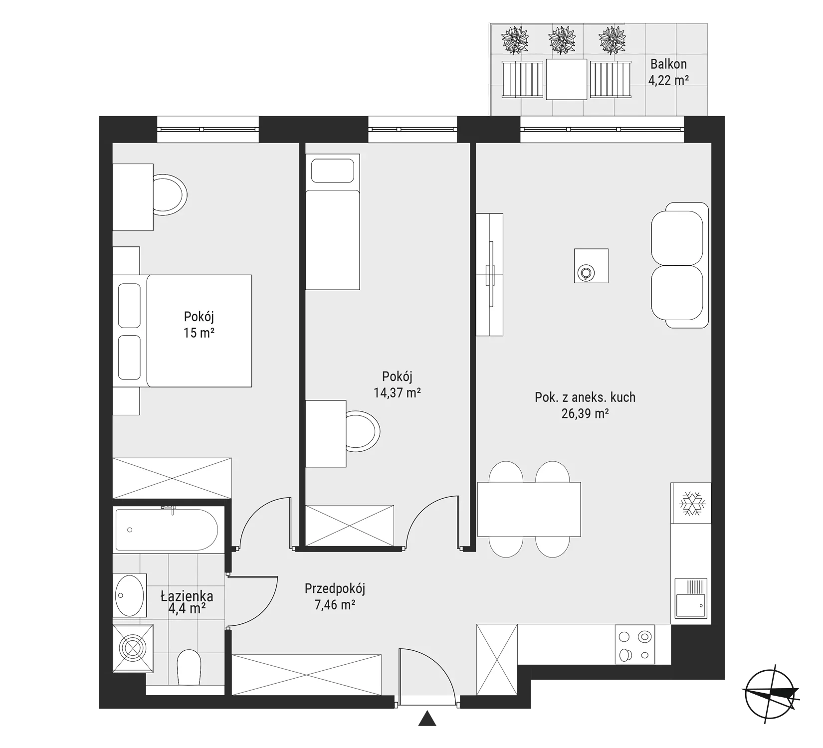 Mieszkanie 67,62 m², piętro 1, oferta nr mieszkanie 16, Bytkowska 3.0, Katowice, Wełnowiec-Józefowiec, ul. Bytkowska