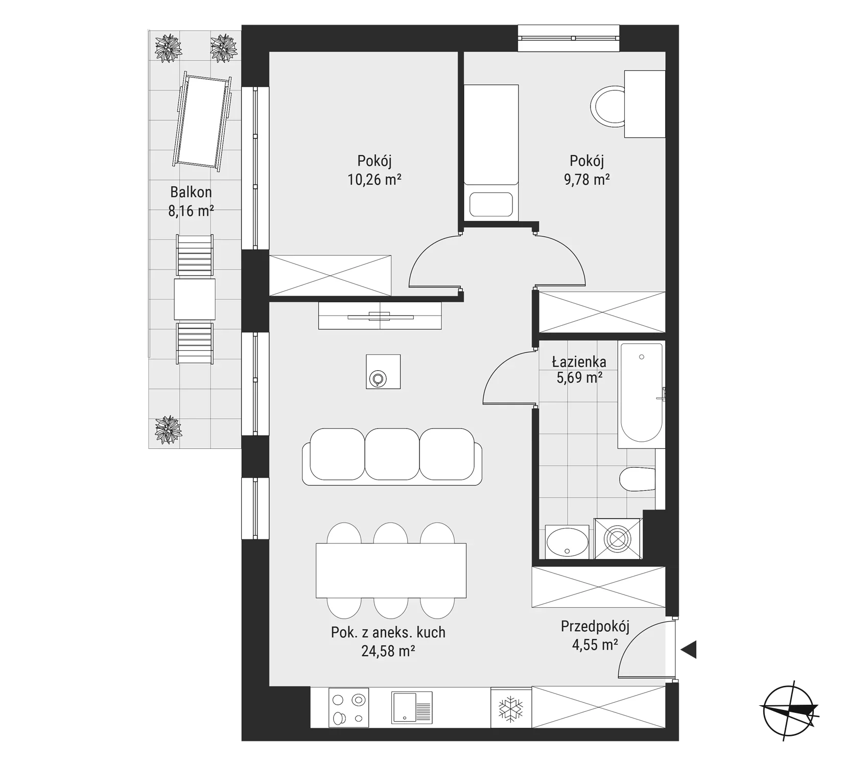 3 pokoje, mieszkanie 54,86 m², piętro 2, oferta nr mieszkanie 23, Bytkowska 3.0, Katowice, Wełnowiec-Józefowiec, ul. Bytkowska