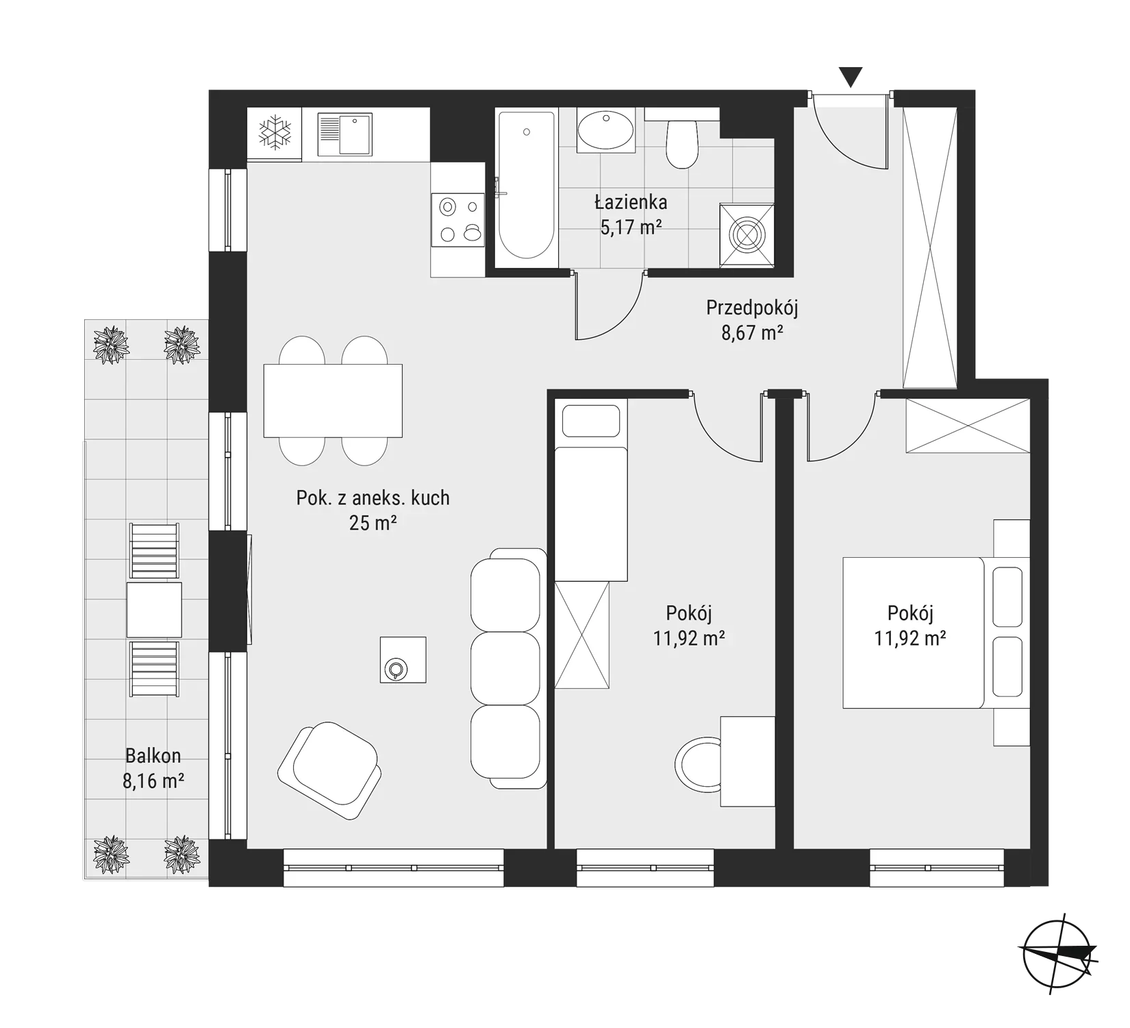 3 pokoje, mieszkanie 63,48 m², piętro 5, oferta nr mieszkanie 52, Bytkowska 3.0, Katowice, Wełnowiec-Józefowiec, ul. Bytkowska