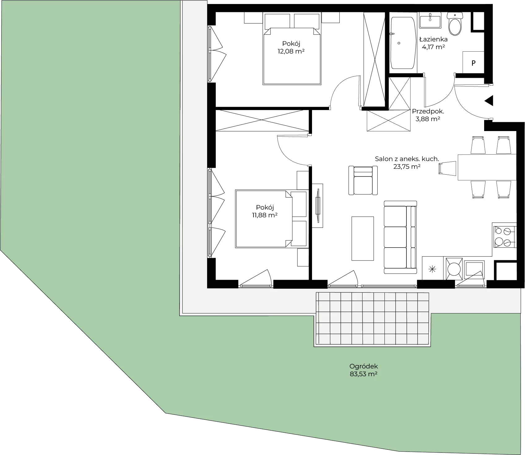 3 pokoje, mieszkanie 55,76 m², parter, oferta nr mieszkanie 114, Mikusińskiego 25, Katowice, Wełnowiec-Józefowiec, Wełnowiec, ul. Jana Mikusińskiego 25