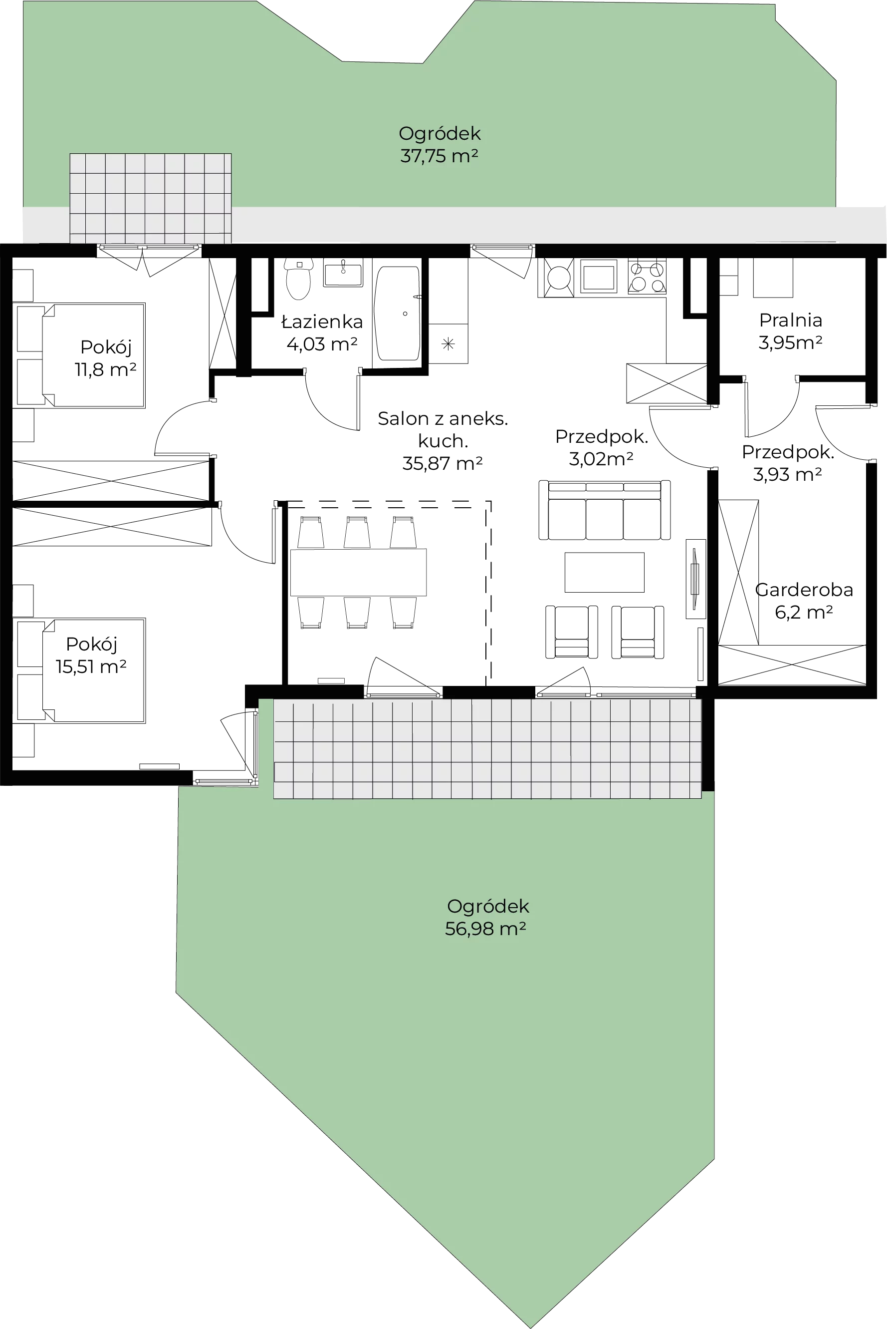 3 pokoje, mieszkanie 84,31 m², parter, oferta nr mieszkanie 118, Mikusińskiego 25, Katowice, Wełnowiec-Józefowiec, Wełnowiec, ul. Jana Mikusińskiego 25