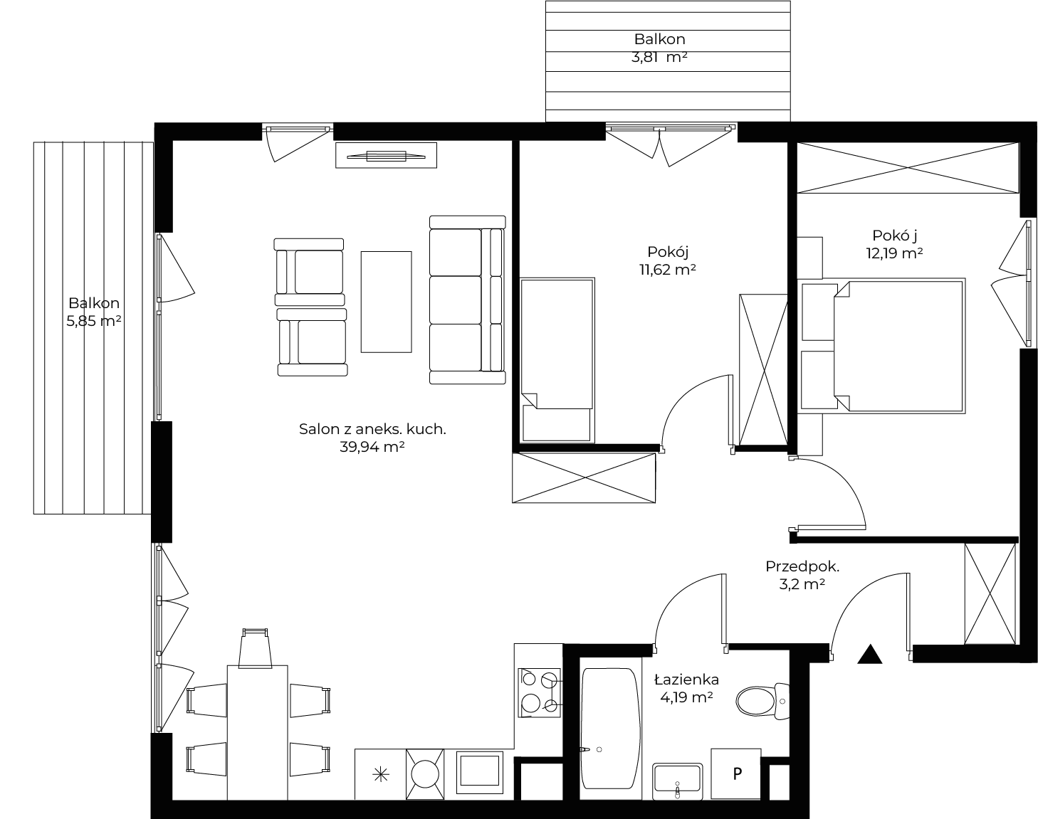 3 pokoje, mieszkanie 71,14 m², piętro 1, oferta nr mieszkanie 13, Mikusińskiego 25, Katowice, Wełnowiec-Józefowiec, Wełnowiec, ul. Jana Mikusińskiego 25