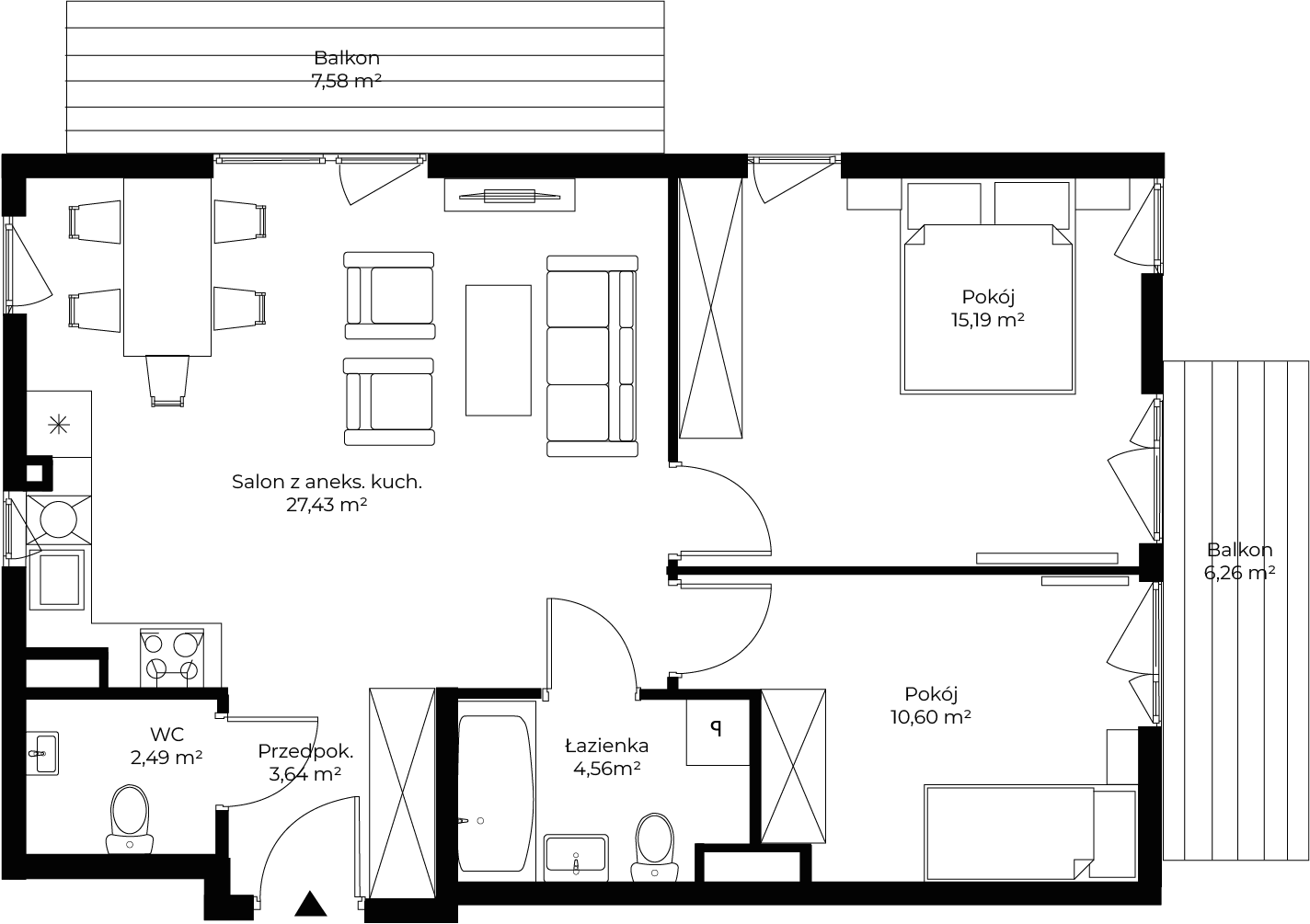 3 pokoje, mieszkanie 63,91 m², piętro 2, oferta nr mieszkanie 40, Mikusińskiego 25, Katowice, Wełnowiec-Józefowiec, Wełnowiec, ul. Jana Mikusińskiego 25