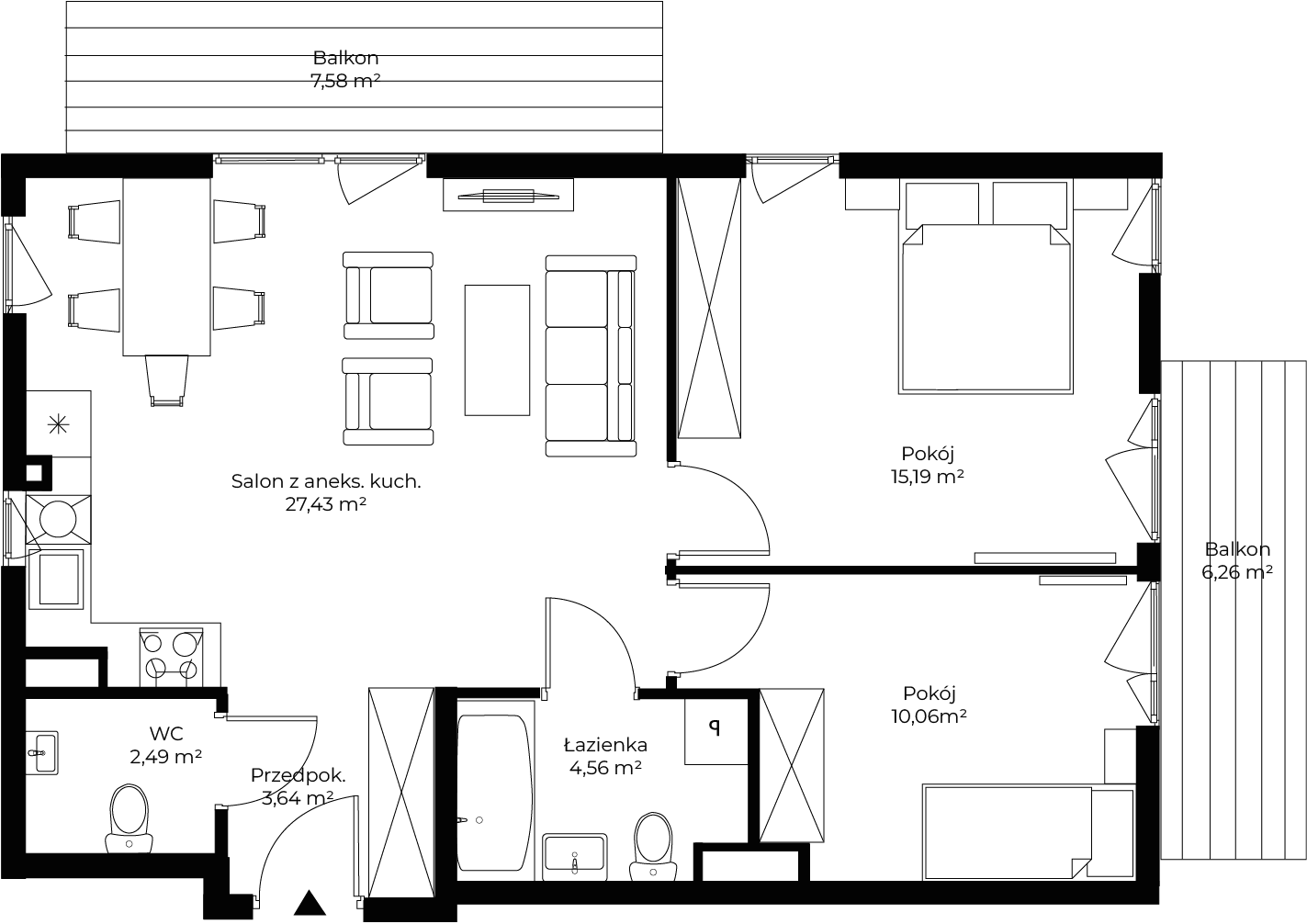 3 pokoje, mieszkanie 63,91 m², piętro 3, oferta nr mieszkanie 54, Mikusińskiego 25, Katowice, Wełnowiec-Józefowiec, Wełnowiec, ul. Jana Mikusińskiego 25