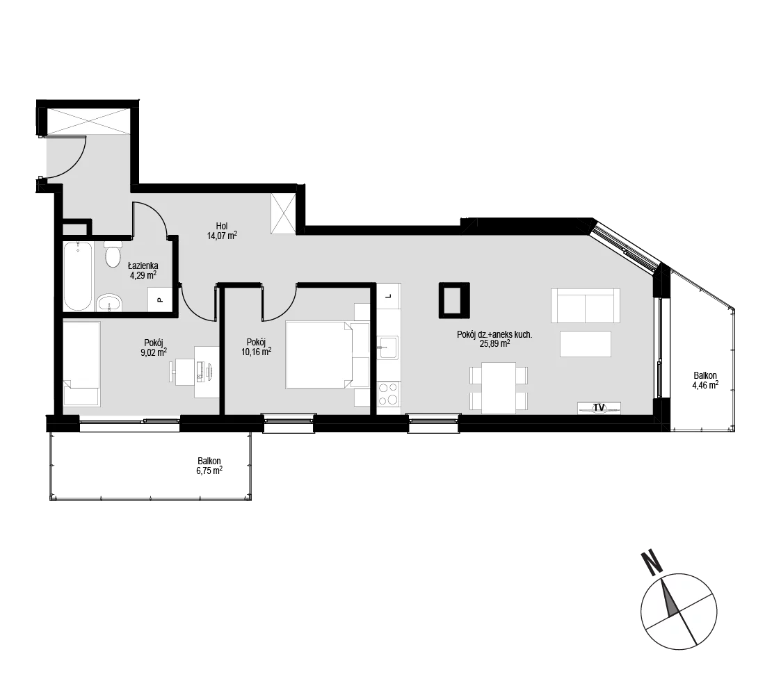 3 pokoje, mieszkanie 63,43 m², piętro 3, oferta nr mieszkanie M25, Łepkowskiego 11, Kraków, Prądnik Czerwony, ul. Łepkowskiego 11