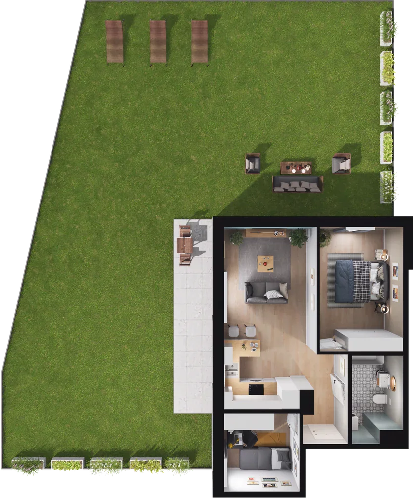 3 pokoje, mieszkanie 49,84 m², parter, oferta nr B.05, Nowa Namiarkowa, Będzin, ul. Namiarkowa 15D