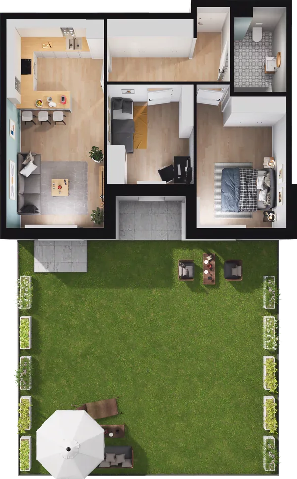 3 pokoje, mieszkanie 63,31 m², parter, oferta nr C.02, Nowa Namiarkowa, Będzin, ul. Namiarkowa 15D