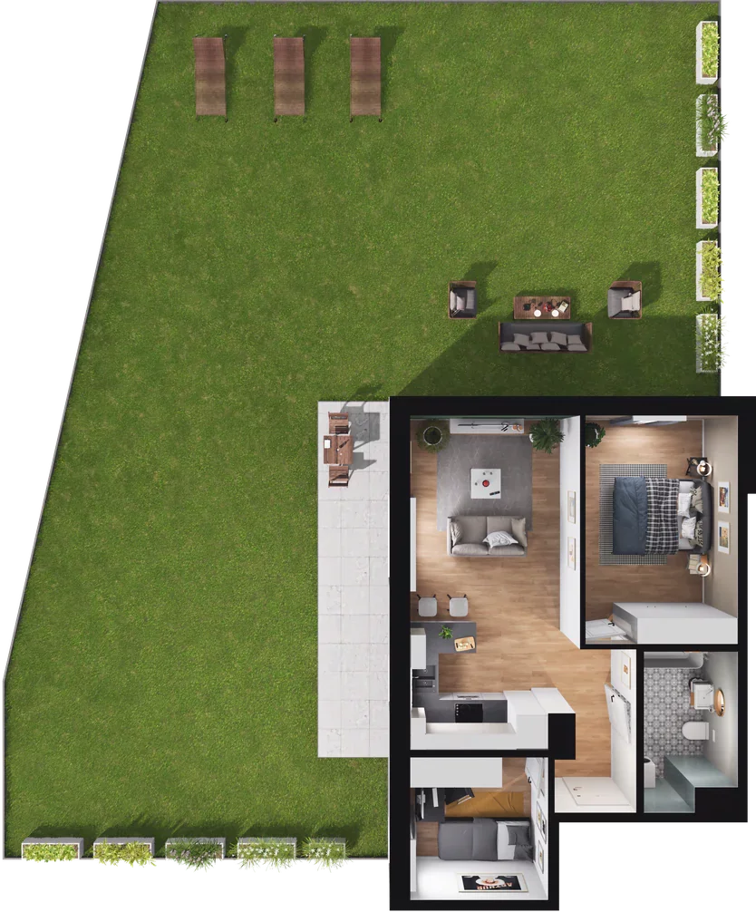 3 pokoje, mieszkanie 49,84 m², parter, oferta nr C.05, Nowa Namiarkowa, Będzin, ul. Namiarkowa 15D