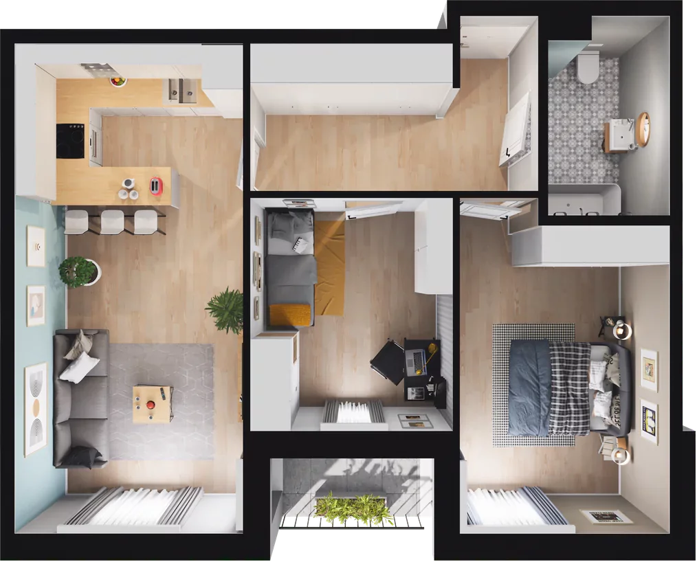 3 pokoje, mieszkanie 63,31 m², piętro 2, oferta nr B.16, Nowa Namiarkowa, Będzin, ul. Namiarkowa 15D