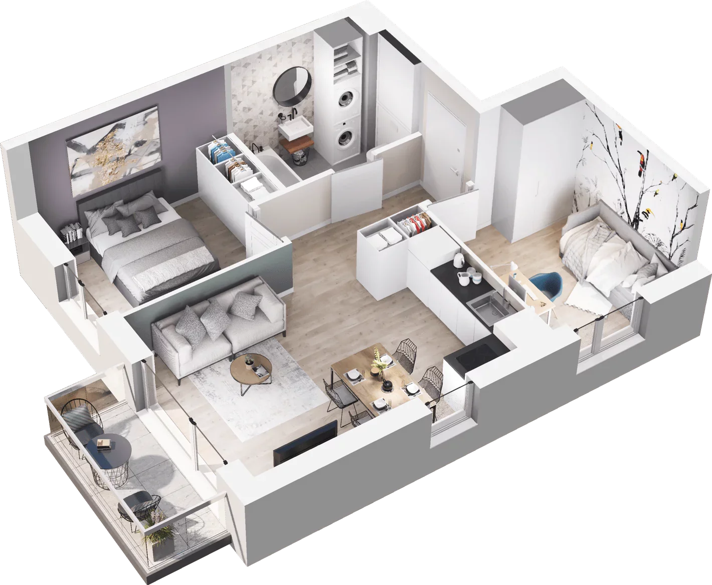 3 pokoje, mieszkanie 46,62 m², piętro 3, oferta nr D39, Na Koszutce II, Katowice, Śródmieście, Koszutka, ul. Słoneczna 1