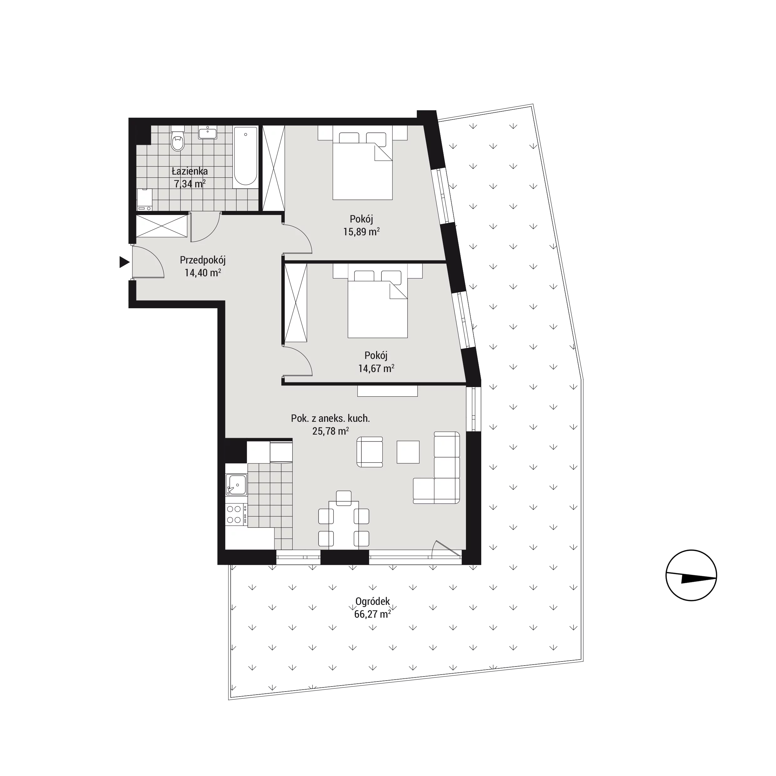 3 pokoje, mieszkanie 78,33 m², parter, oferta nr mieszkanie C08, Na Koszutce, Katowice, Śródmieście, Koszutka, ul. Słoneczna 1