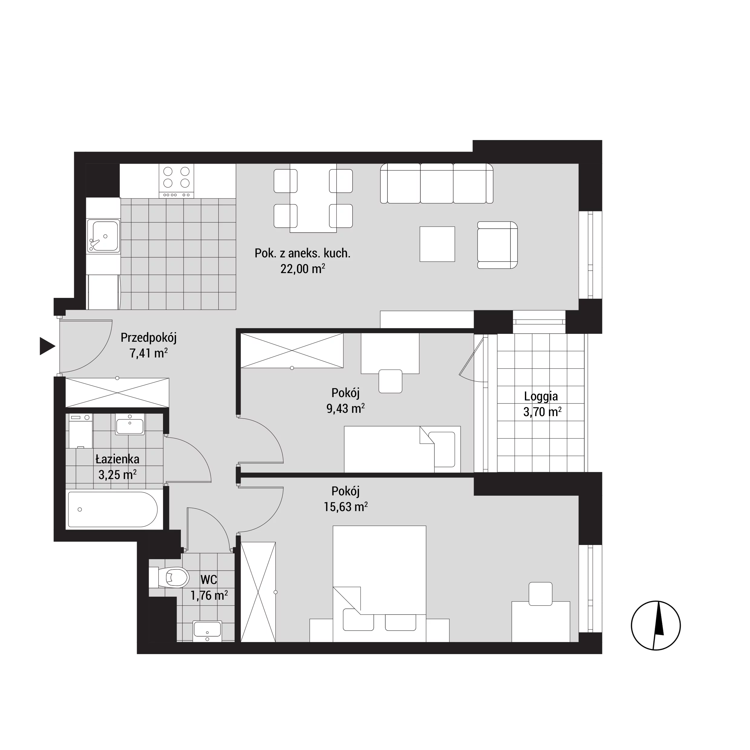 Mieszkanie 60,46 m², piętro 1, oferta nr mieszkanie A08, Na Koszutce, Katowice, Śródmieście, Koszutka, ul. Słoneczna 1