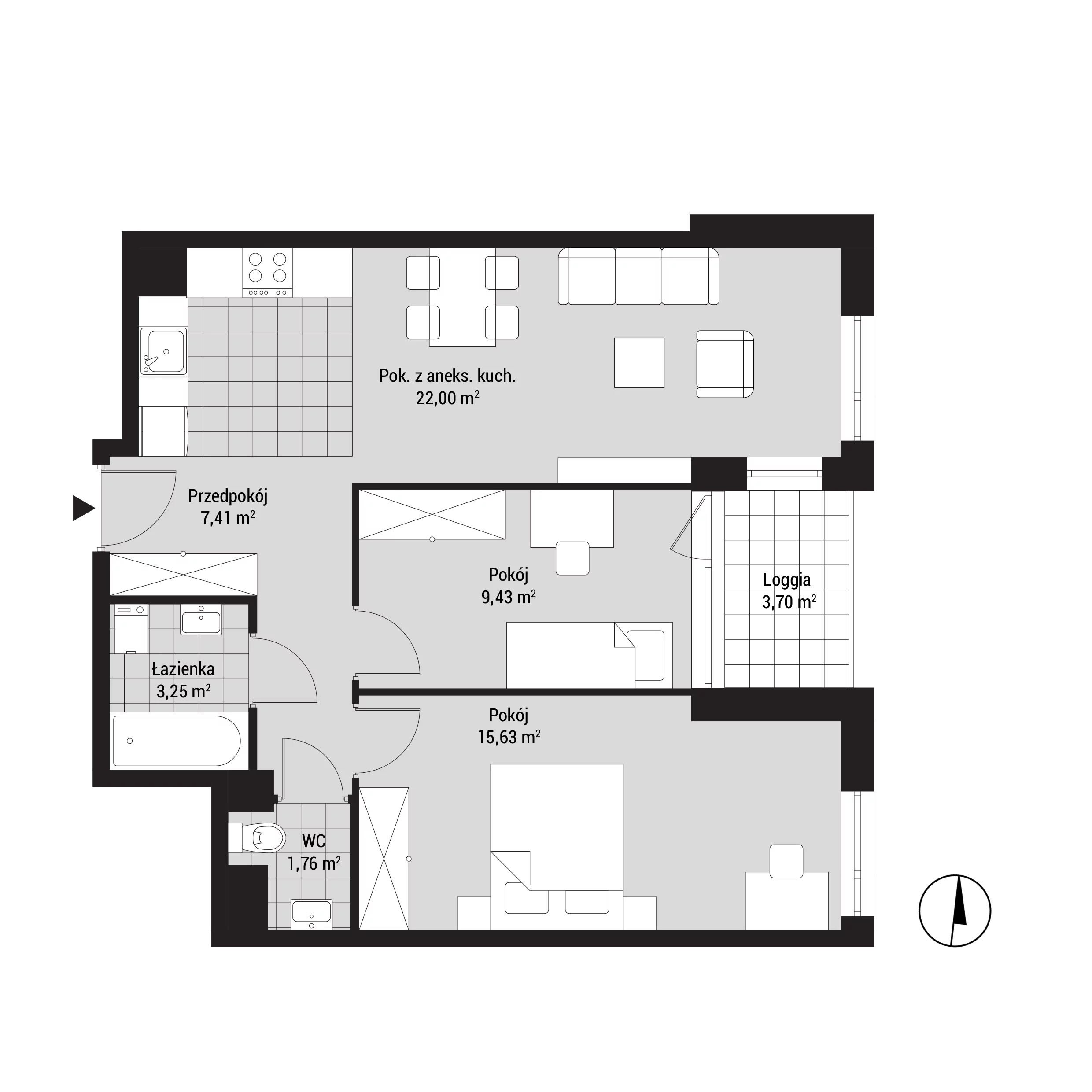 Mieszkanie 60,20 m², piętro 2, oferta nr mieszkanie A18, Na Koszutce, Katowice, Śródmieście, Koszutka, ul. Słoneczna 1