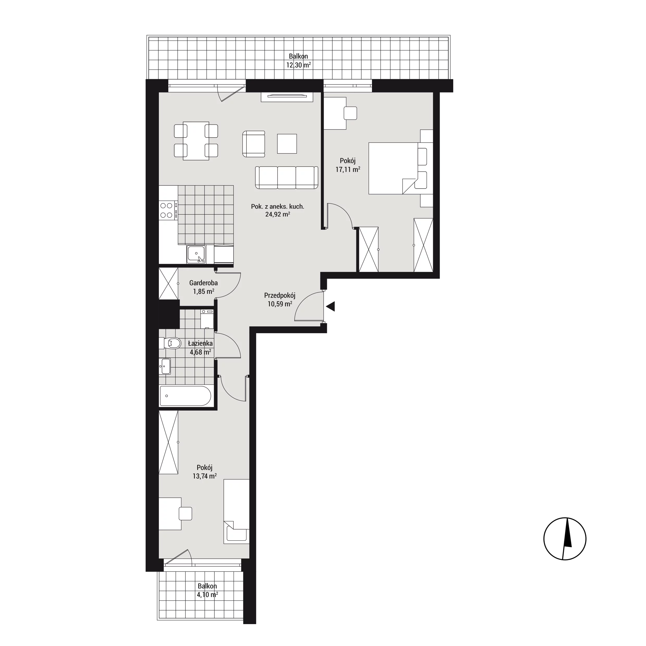 Mieszkanie 72,94 m², piętro 2, oferta nr mieszkanie A24, Na Koszutce, Katowice, Śródmieście, Koszutka, ul. Słoneczna 1