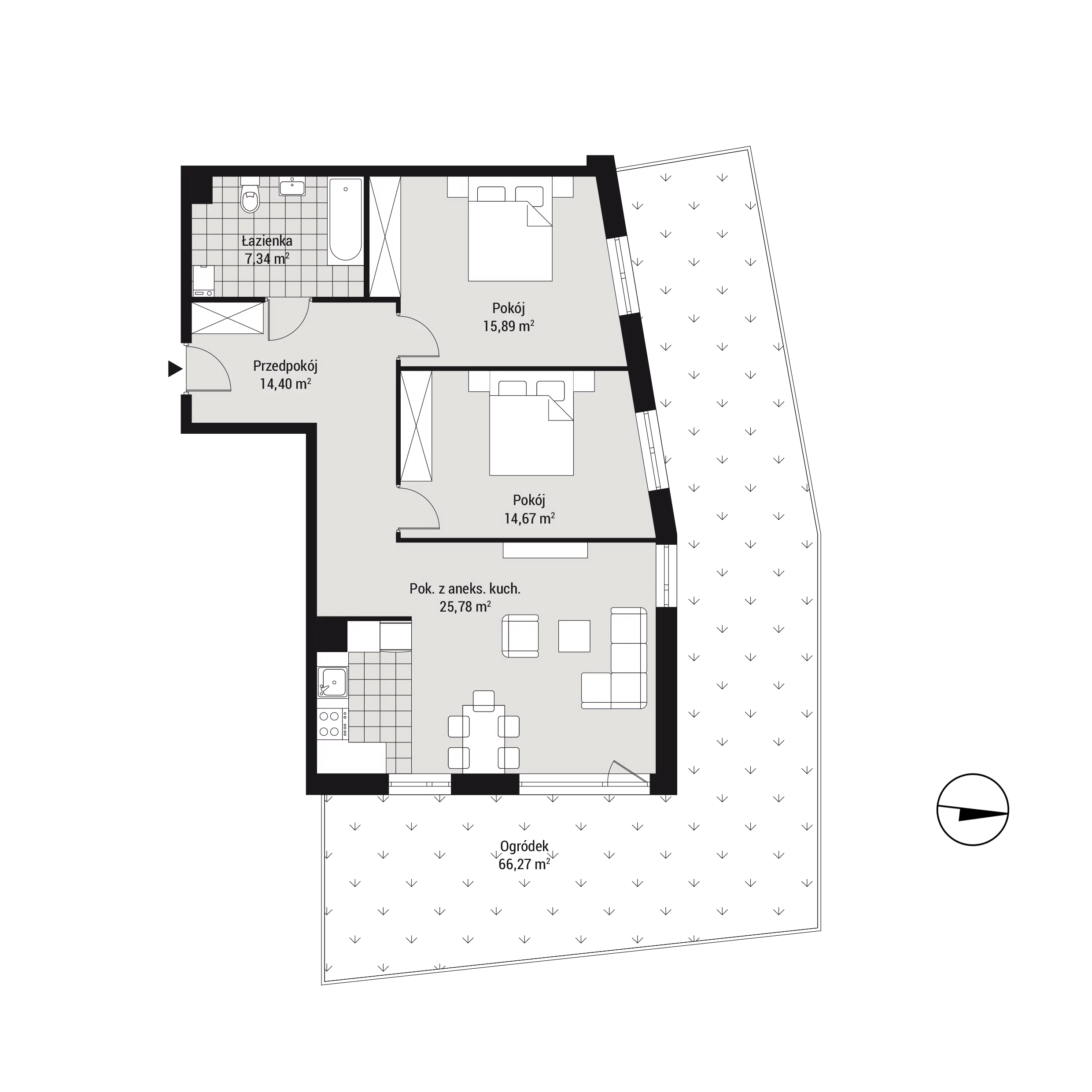 Mieszkanie 78,33 m², parter, oferta nr mieszkanie C08, Na Koszutce, Katowice, Śródmieście, Koszutka, ul. Słoneczna 1