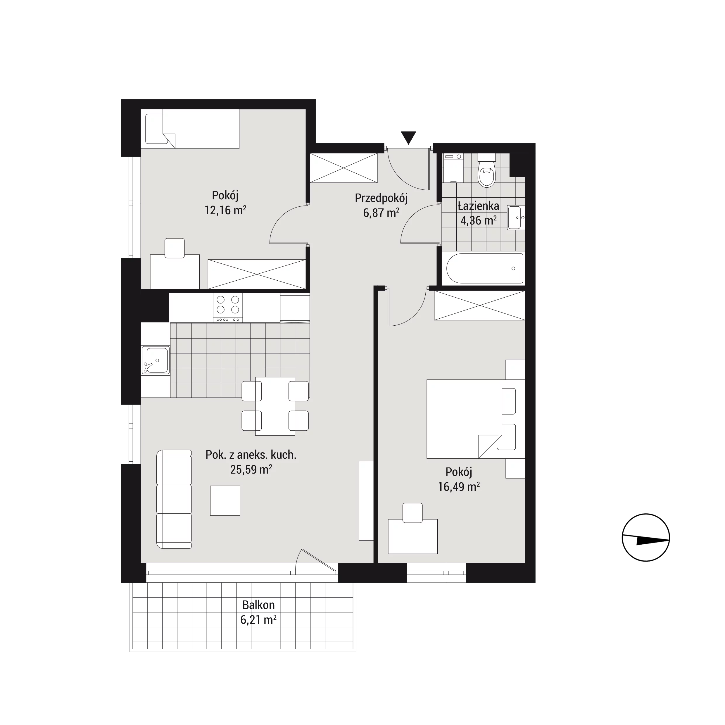 Mieszkanie 65,46 m², piętro 4, oferta nr mieszkanie C35, Na Koszutce, Katowice, Śródmieście, Koszutka, ul. Słoneczna 1