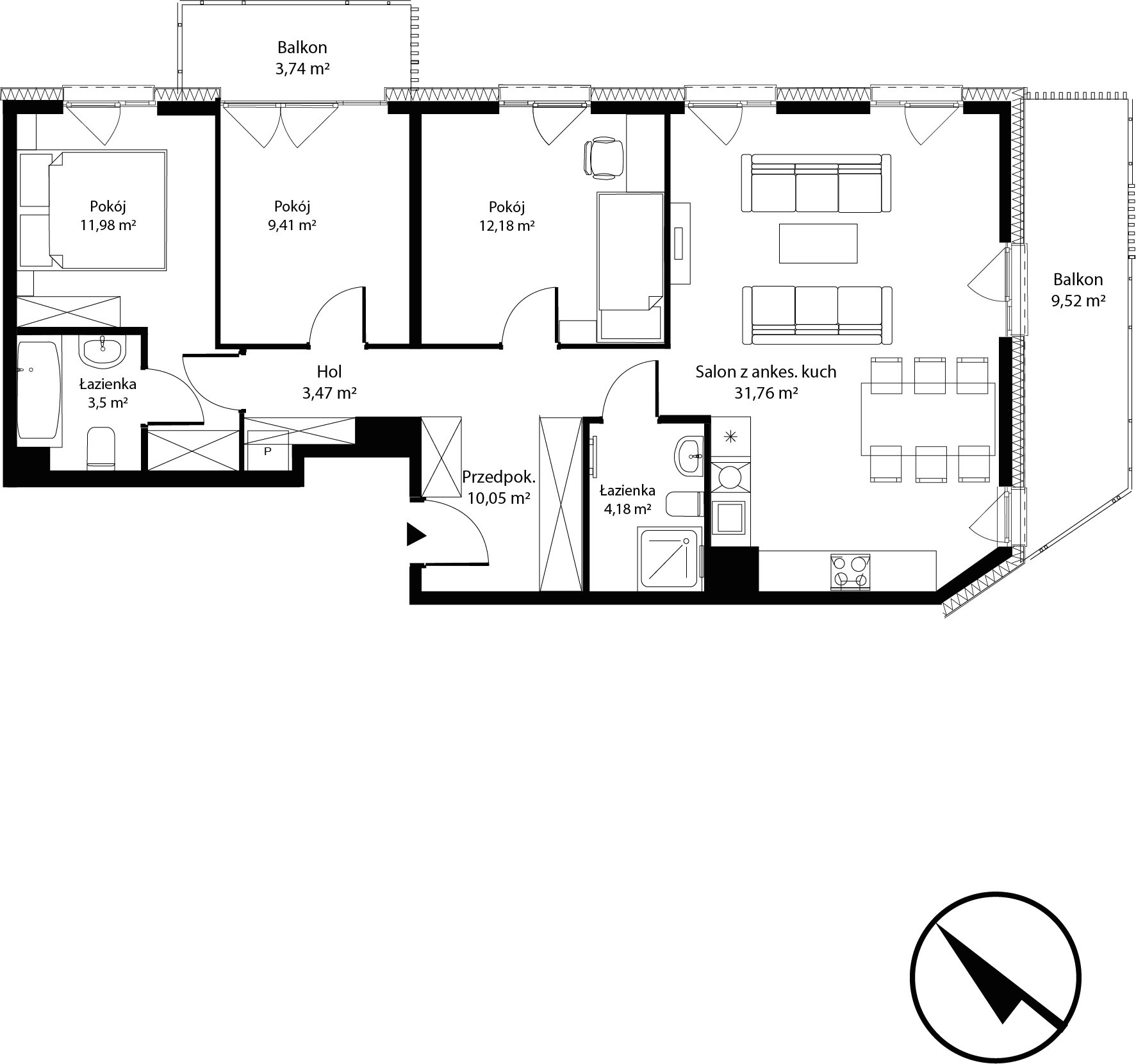 4 pokoje, mieszkanie 86,53 m², piętro 3, oferta nr mieszkanie 21-22, Bytkowska 4.0, Katowice, Wełnowiec-Józefowiec, ul. Bytkowska