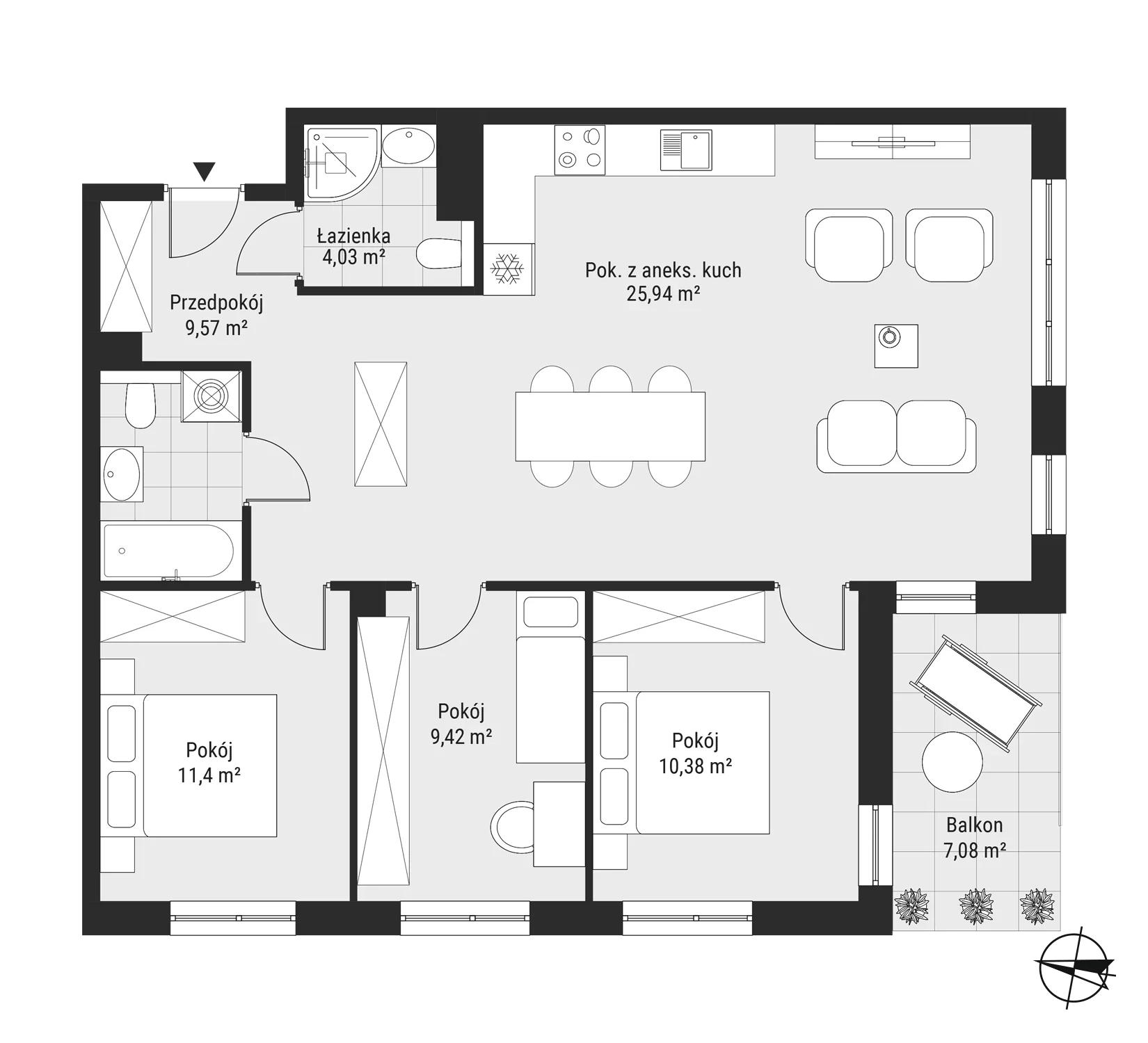 Mieszkanie 84,15 m², piętro 6, oferta nr mieszkanie 68, Bytkowska 3.0, Katowice, Wełnowiec-Józefowiec, ul. Bytkowska