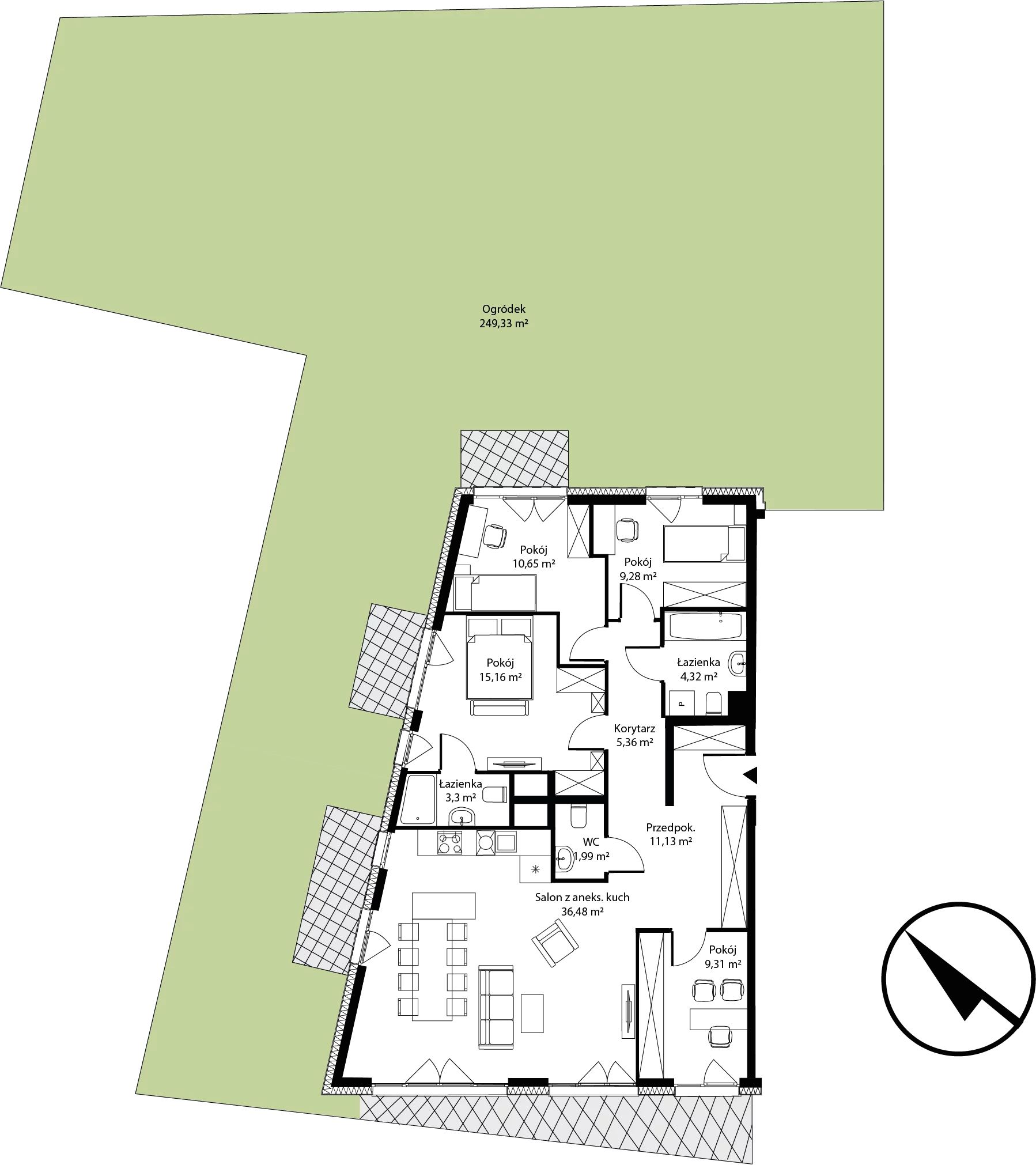5 pokoi, mieszkanie 106,98 m², parter, oferta nr mieszkanie 2-3, Bytkowska 4.0, Katowice, Wełnowiec-Józefowiec, ul. Bytkowska