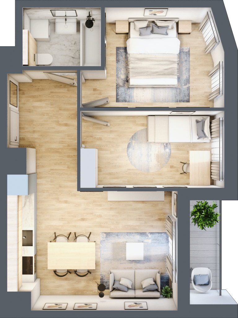 Mieszkanie 48,59 m², piętro 9, oferta nr mieszkanie G1-114, Piasta Park VI, Kraków, Mistrzejowice, Osiedle Piastów, Osiedle Piastów 63