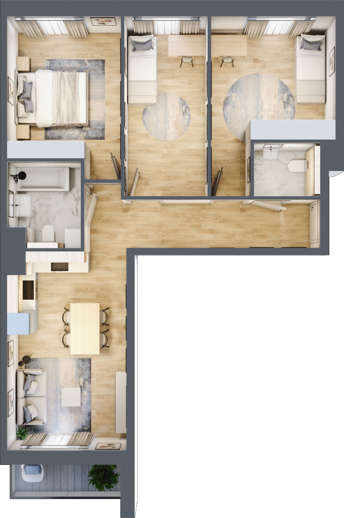 Mieszkanie 71,45 m², piętro 1, oferta nr mieszkanie G1-34, Piasta Park VI, Kraków, Mistrzejowice, Osiedle Piastów, Osiedle Piastów 63