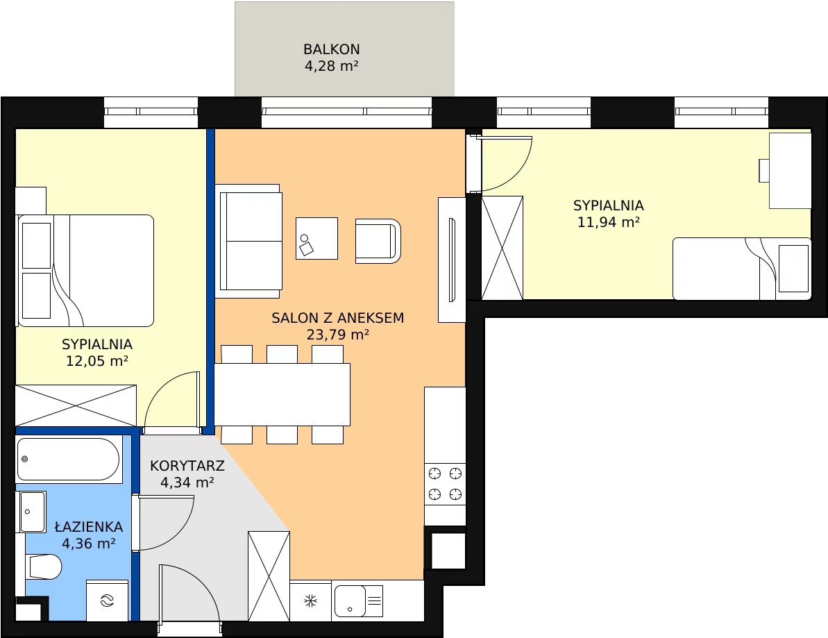 Zalety mieszkania 56.48 m², D35