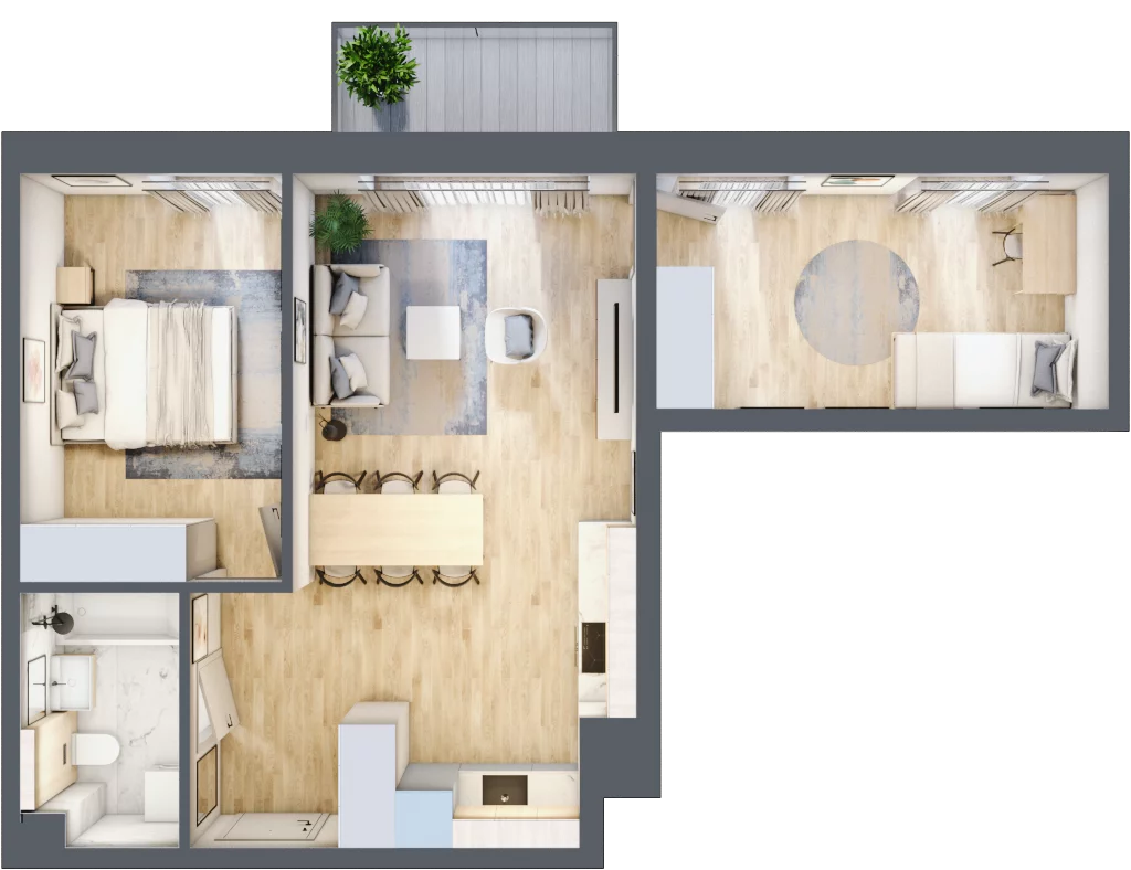 3 pokoje, mieszkanie 56,48 m², piętro 2, oferta nr D35, Na Koszutce II, Katowice, Śródmieście, Koszutka, ul. Słoneczna 1