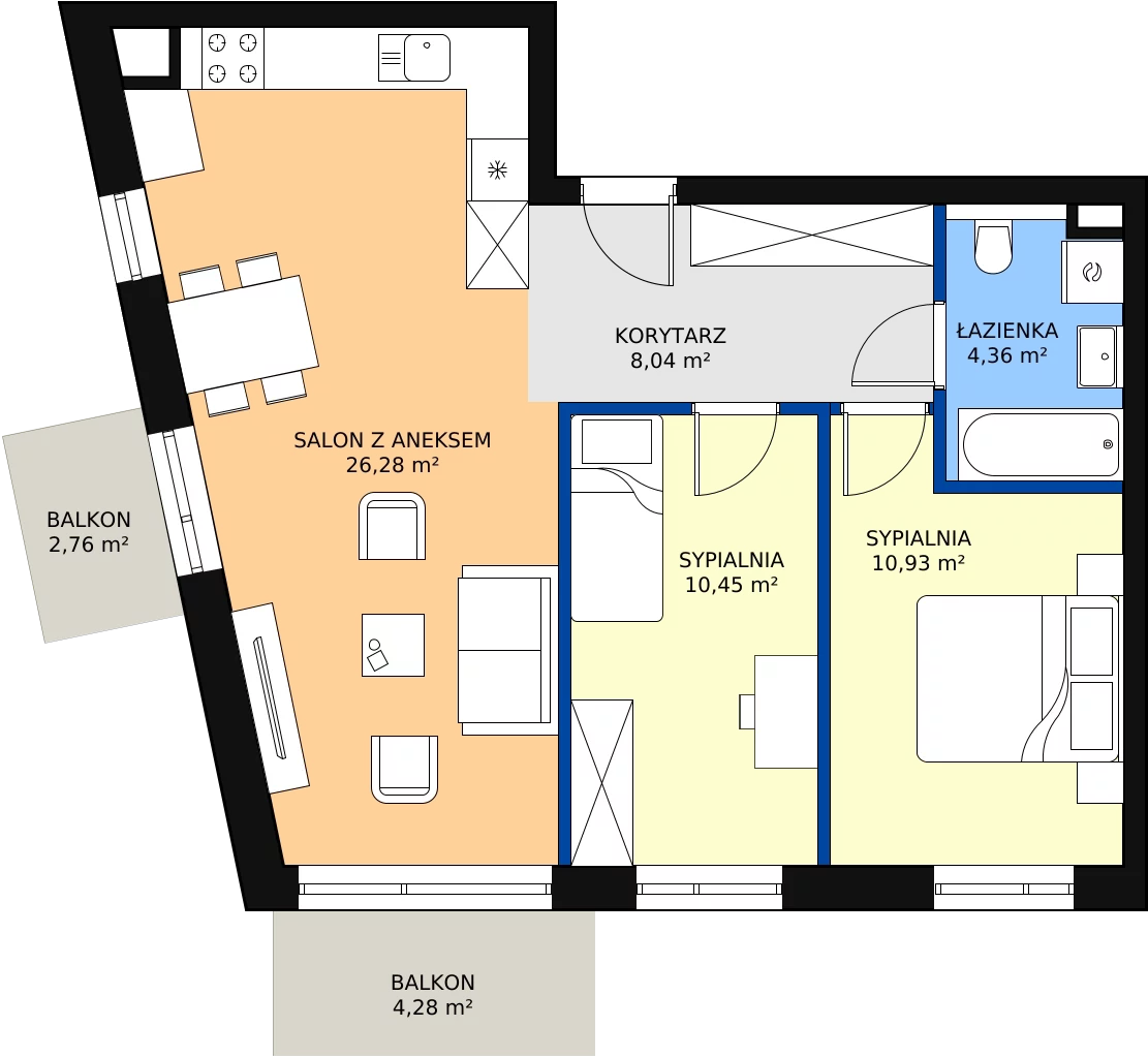 Zalety mieszkania 60.06 m², D20