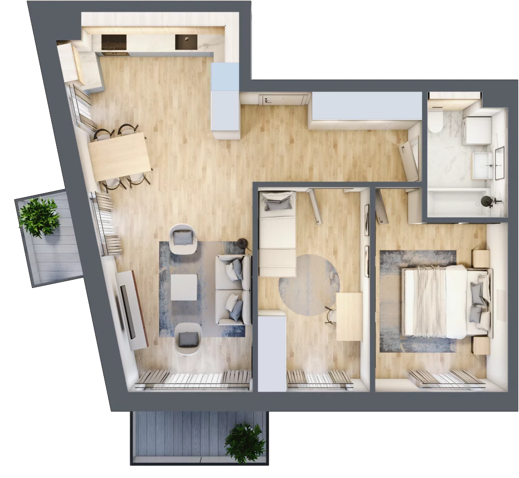3 pokoje, mieszkanie 60,06 m², piętro 1, oferta nr D20, Na Koszutce II, Katowice, Śródmieście, Koszutka, ul. Słoneczna 1