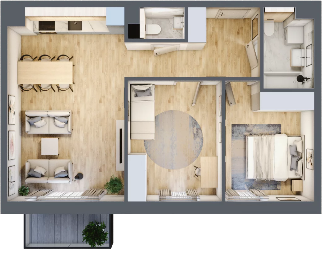 3 pokoje, mieszkanie 62,19 m², piętro 1, oferta nr D16, Na Koszutce II, Katowice, Śródmieście, Koszutka, ul. Słoneczna 1