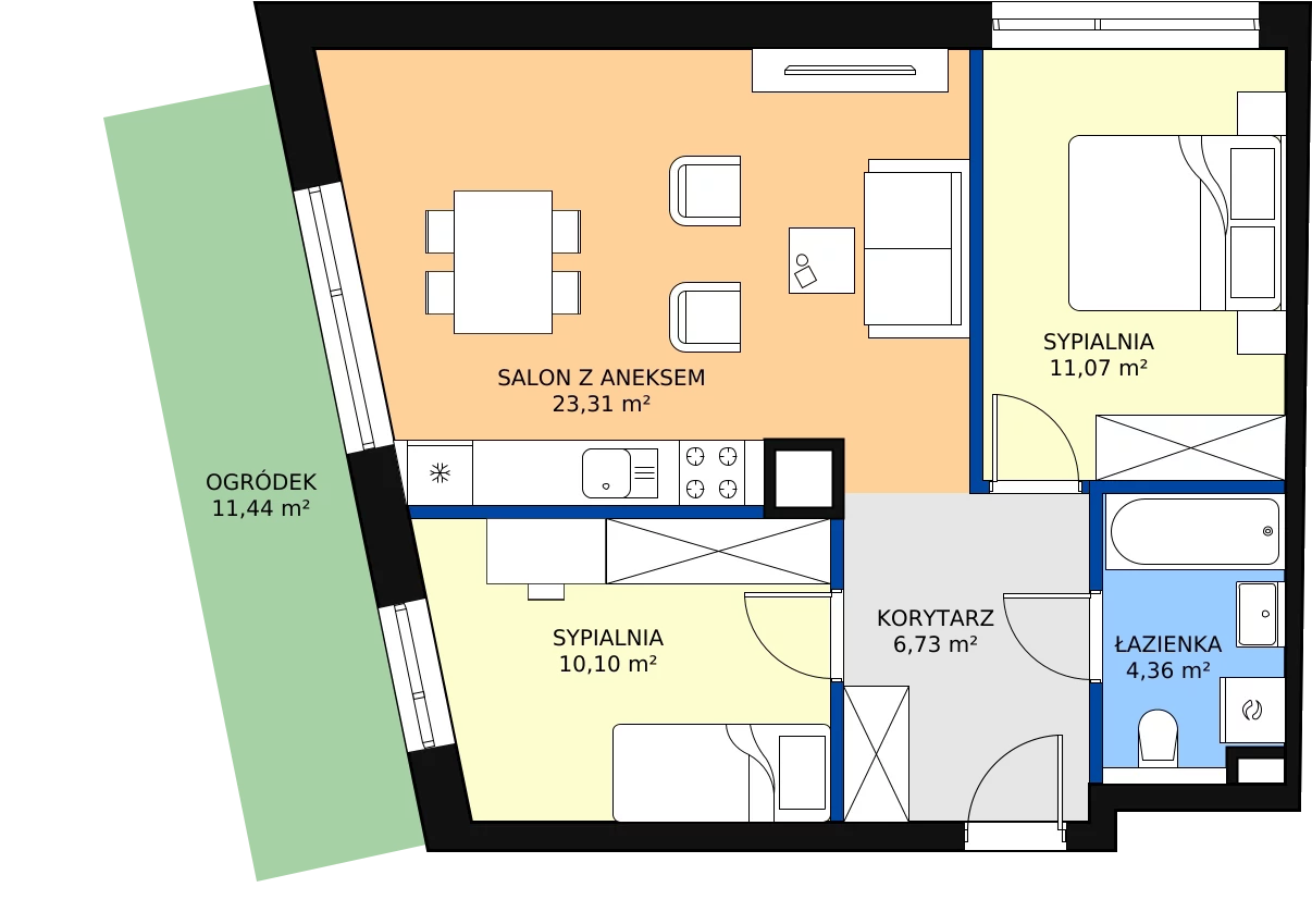 Zalety mieszkania 55.56 m², D10