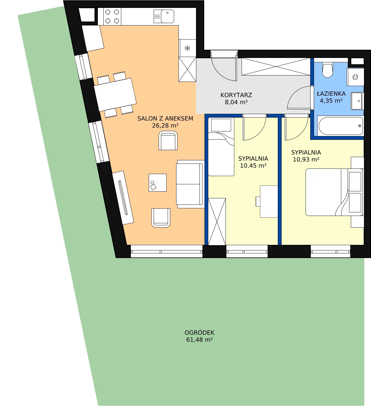 Zalety mieszkania 60.05 m², D09