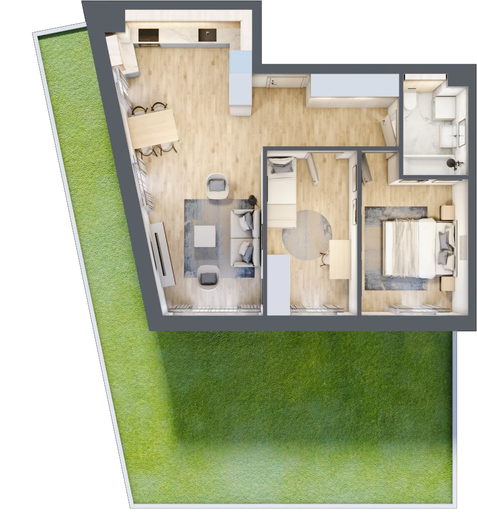 3 pokoje, mieszkanie 60,05 m², parter, oferta nr D09, Na Koszutce II, Katowice, Śródmieście, Koszutka, ul. Słoneczna 1