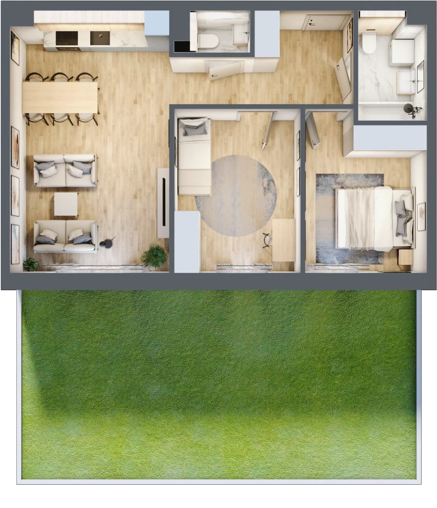 3 pokoje, mieszkanie 62,22 m², parter, oferta nr D06, Na Koszutce II, Katowice, Śródmieście, Koszutka, ul. Słoneczna 1